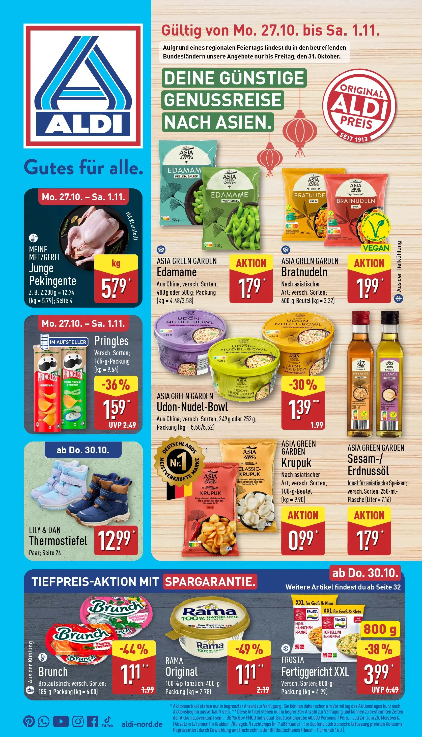 Aldi - ALDI Nord: Wochenangebote (ab 26.10.2025) » Angebote Online | Seite: 1 | Produkte: Hahnchen, Rama, Frosta, Paprika