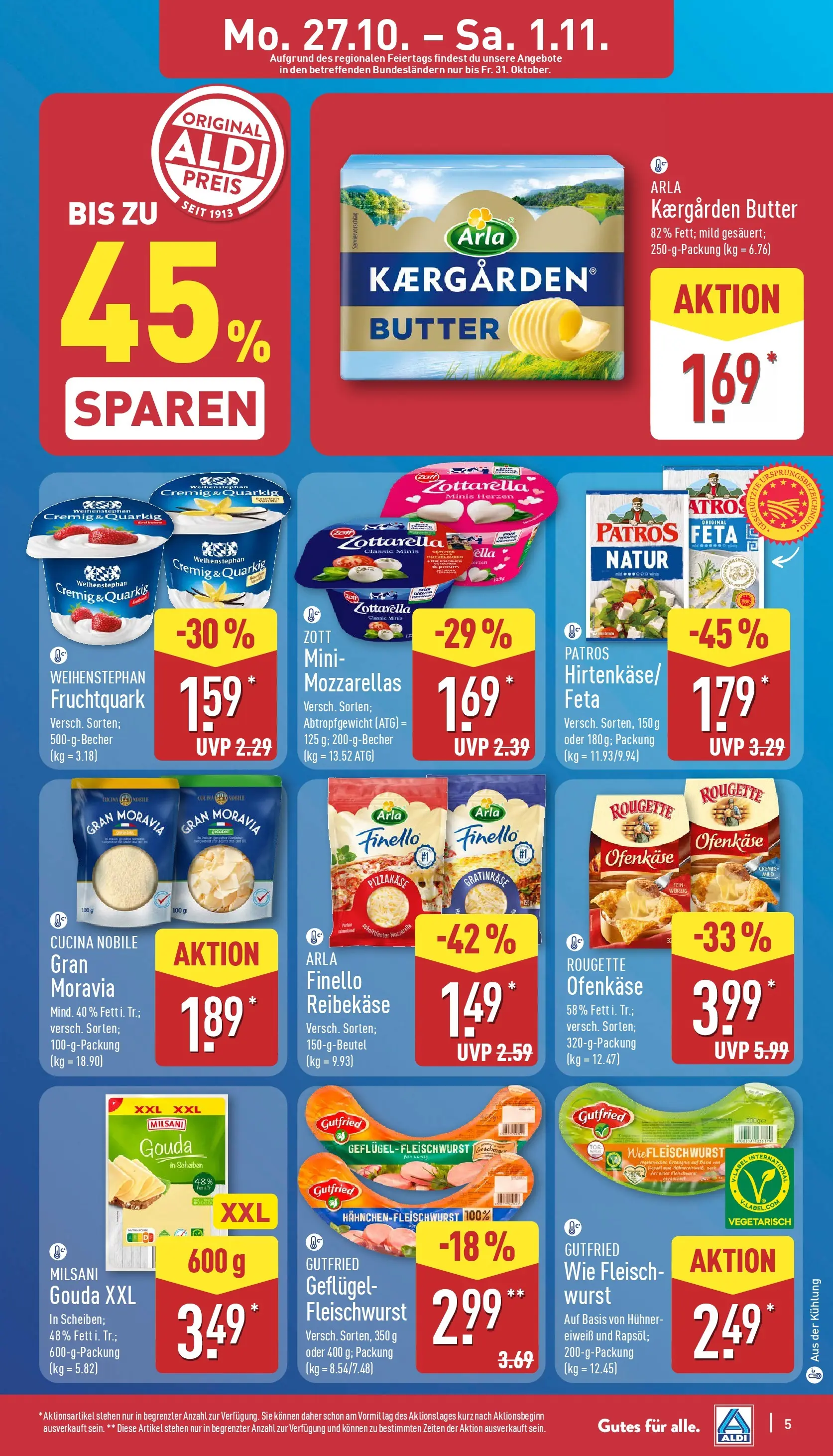 Aldi - ALDI Nord: Wochenangebote (ab 26.10.2025) » Angebote Online | Seite: 5 | Produkte: Butter, Gouda, Patros, Reibekase