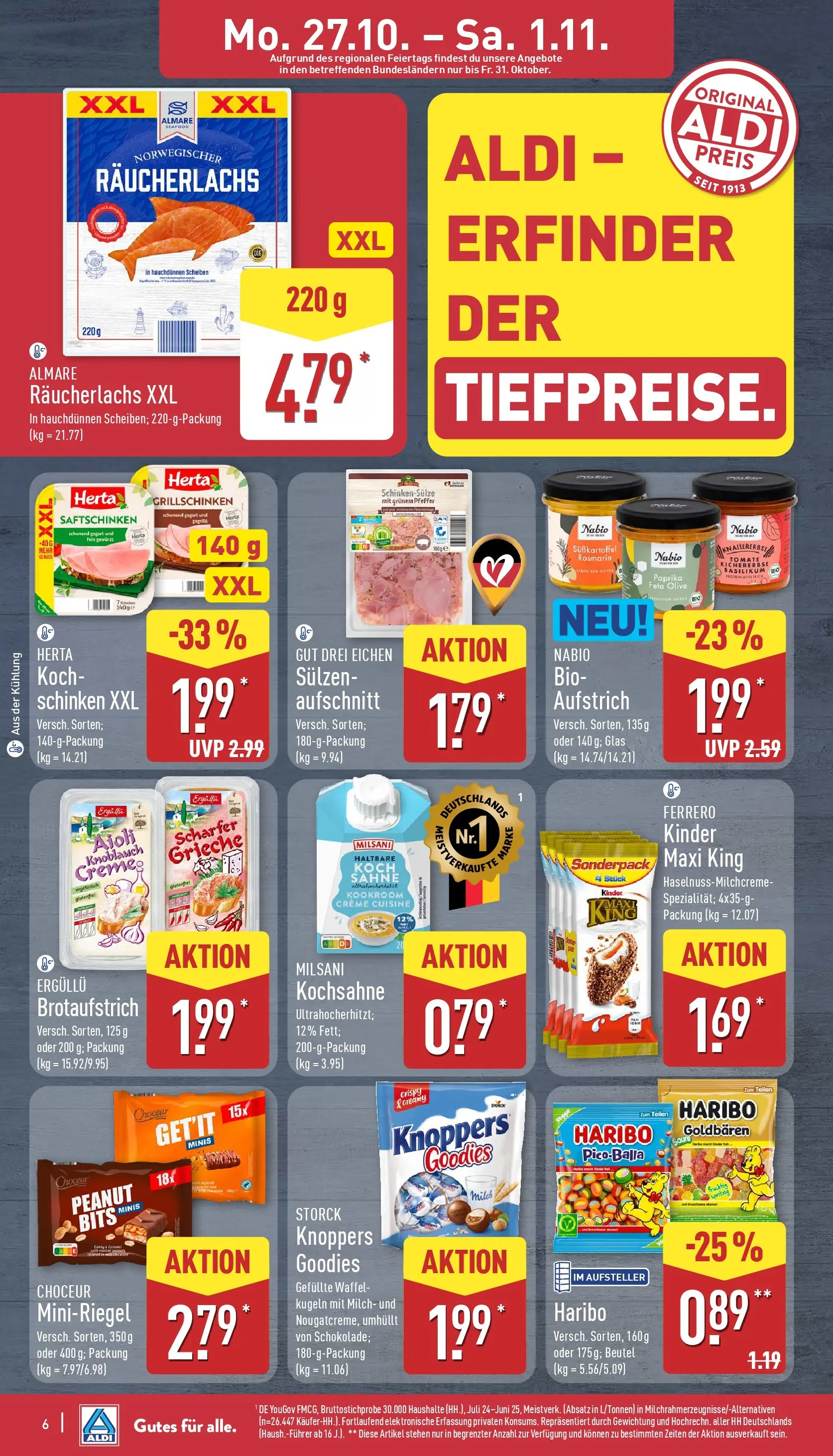 Aldi - ALDI Nord: Wochenangebote (ab 26.10.2025) » Angebote Online | Seite: 6 | Produkte: Haribo, Paprika, Schinken, Sahne