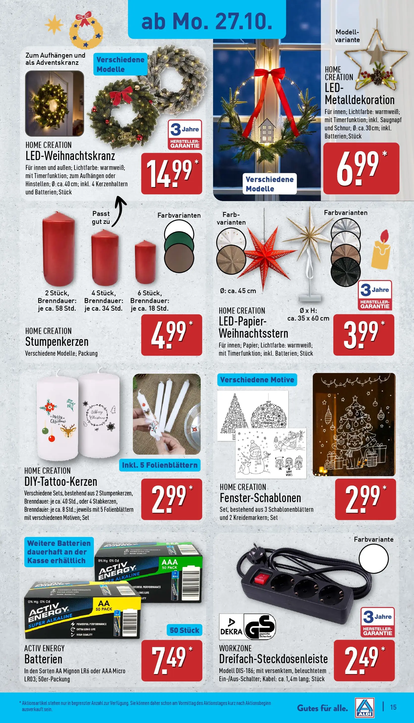 Aldi - ALDI Nord: Wochenangebote (ab 26.10.2025) » Angebote Online | Seite: 15 | Produkte: Kabel, Batterien, Energy, Home creation