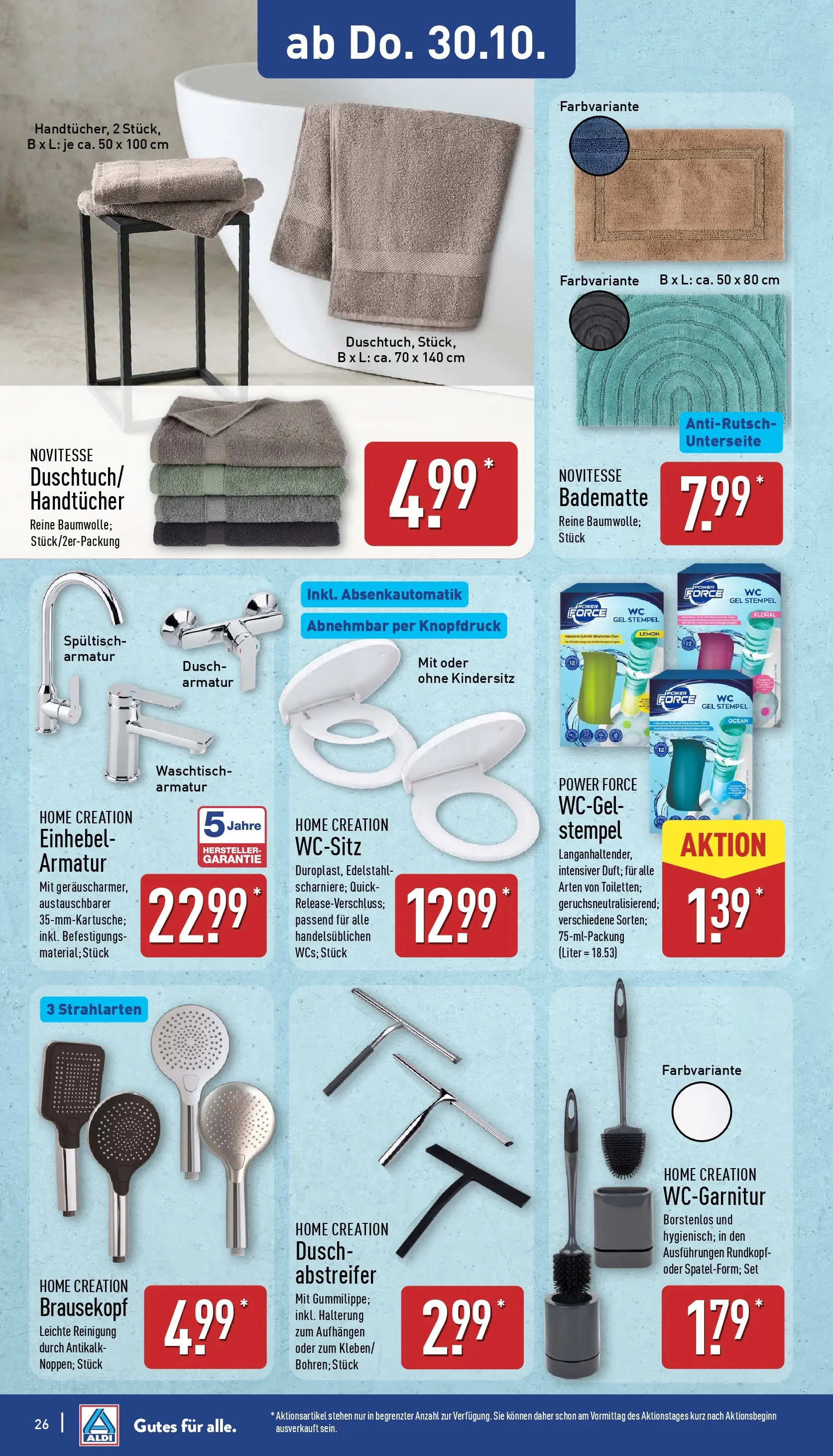 Aldi - ALDI Nord: Wochenangebote (ab 26.10.2025) » Angebote Online | Seite: 26 | Produkte: Armatur, Waschtisch, Home creation