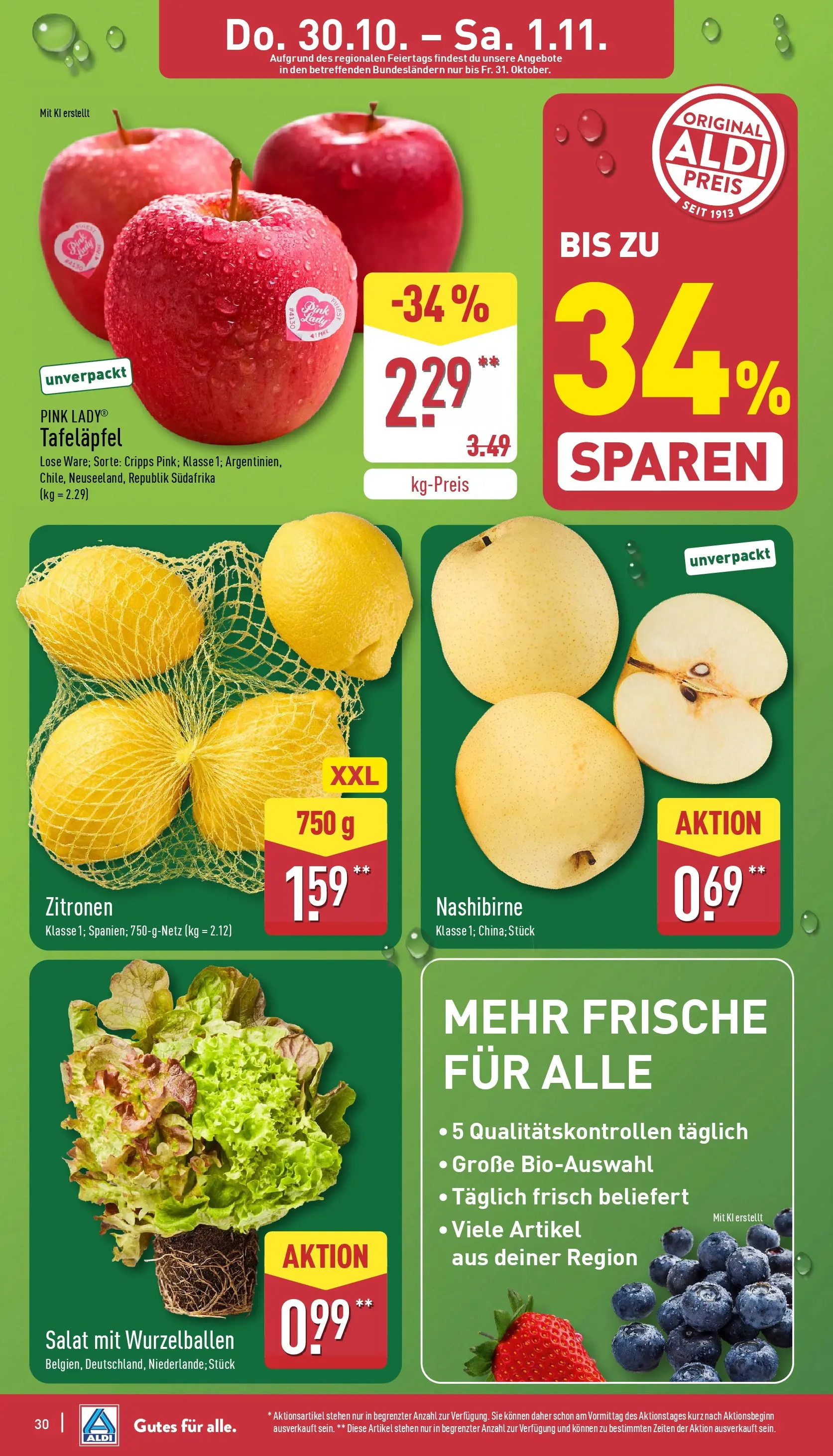 Aldi - ALDI Nord: Wochenangebote (ab 26.10.2025) » Angebote Online | Seite: 30 | Produkte: Salat, Zitronen