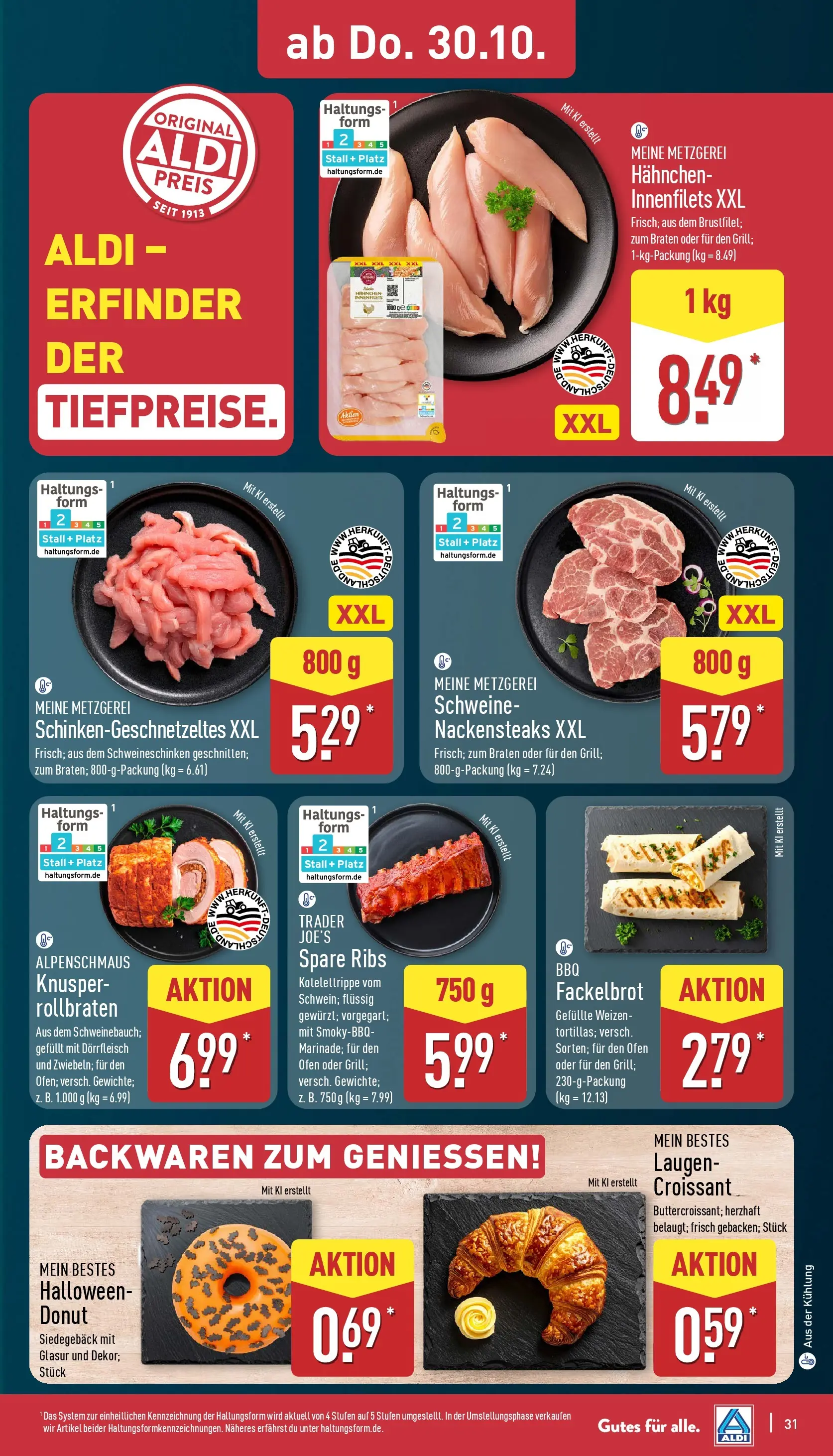 Aldi - ALDI Nord: Wochenangebote (ab 26.10.2025) » Angebote Online | Seite: 31 | Produkte: Nackensteaks, Ofen, Spare ribs, Croissant