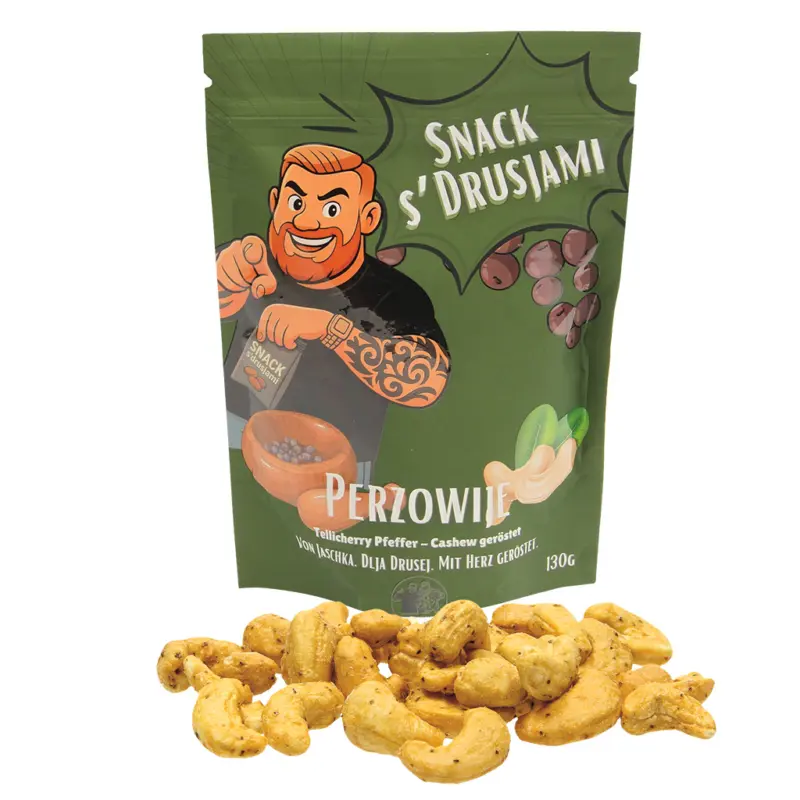 Snack s Drusjami, Cashewkerne geröstet mit Tellicherry Pfeffer