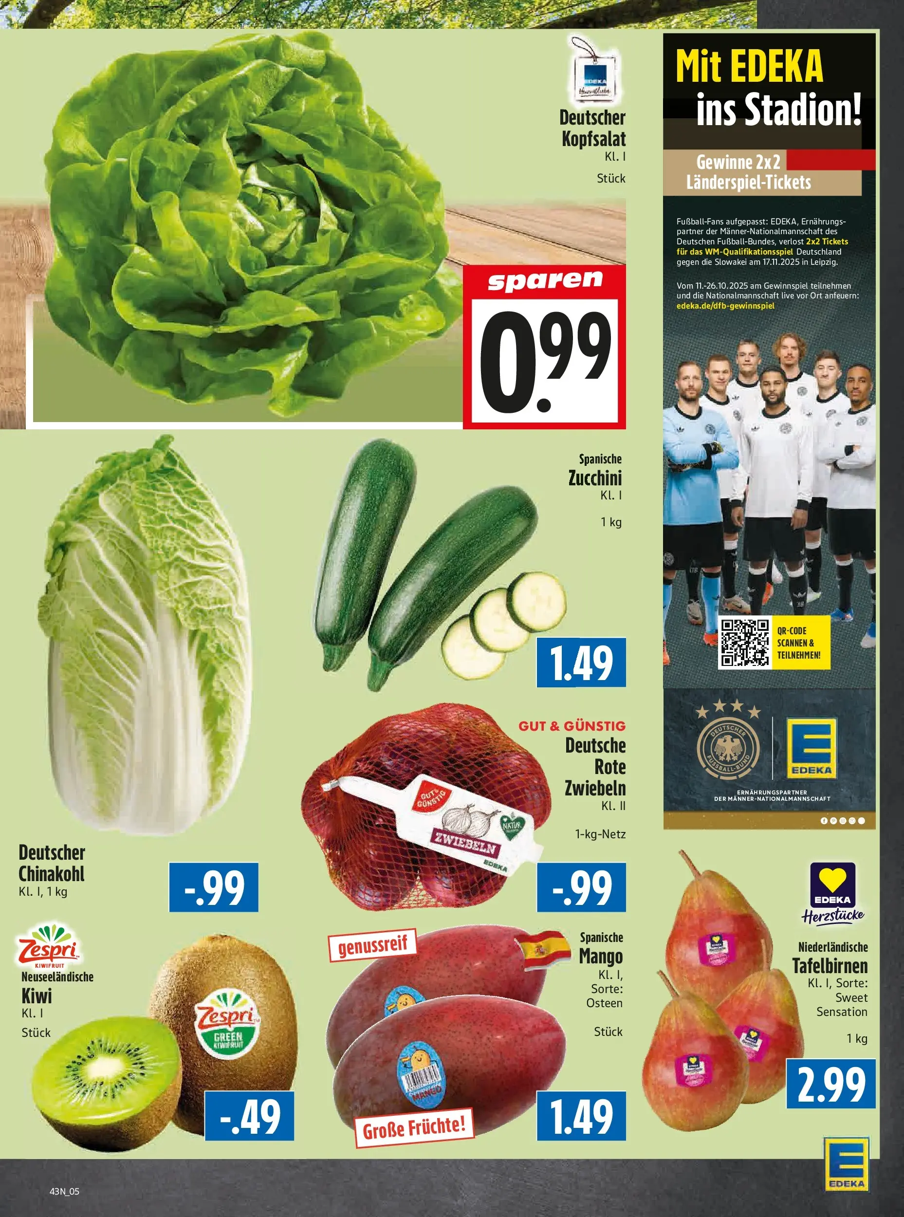 Entdecke - Edeka Hahner: Wochenangebote (ab 19.10.2025) zum Blättern | Seite: 7 | Produkte: Fußball, Chinakohl, Zucchini, Kiwi
