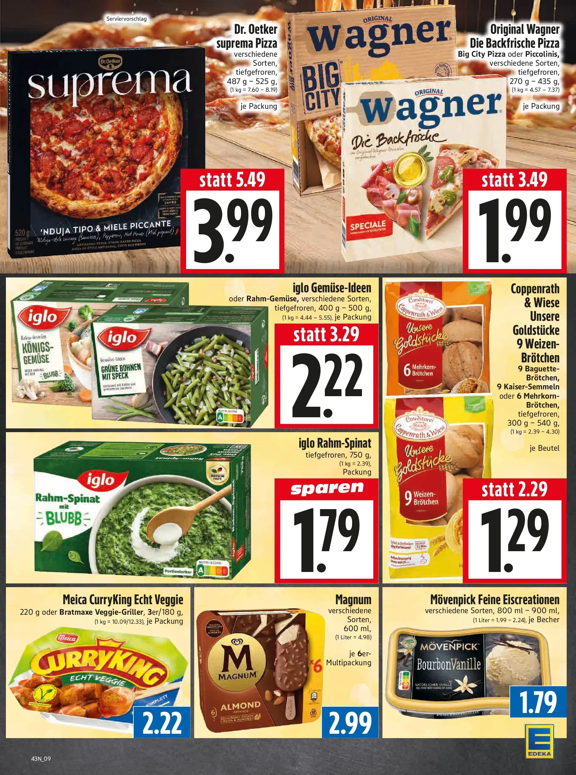 Entdecke - Edeka Hahner: Wochenangebote (ab 19.10.2025) zum Blättern | Seite: 11 | Produkte: Miele, Iglo, Baguette, Gemüse