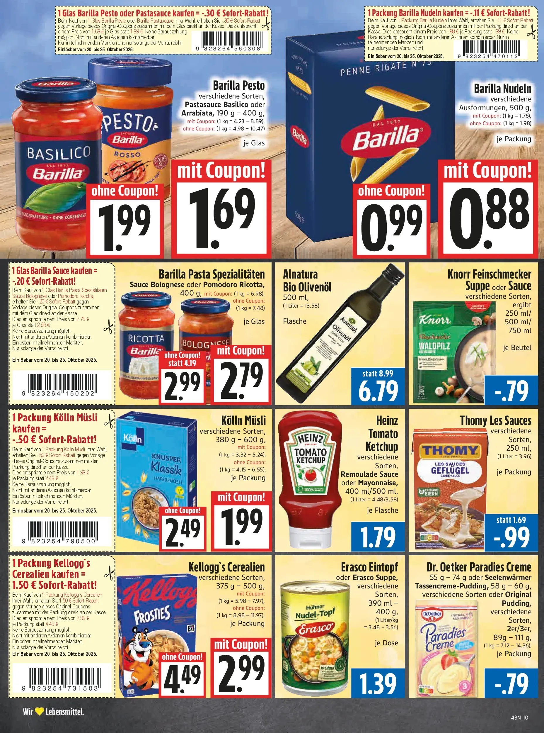 Entdecke - Edeka Hahner: Wochenangebote (ab 19.10.2025) zum Blättern | Seite: 12 | Produkte: Musli, Thomy les sauces, Kellogg's, Erasco
