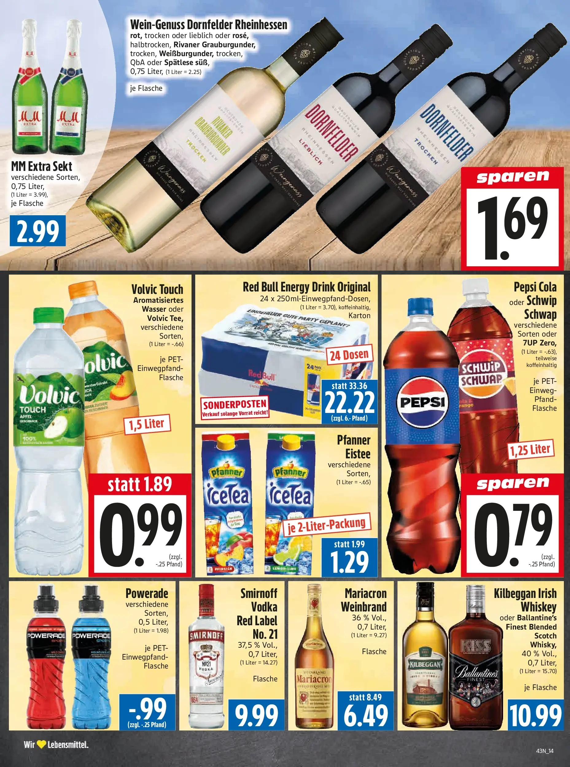Entdecke - Edeka Hahner: Wochenangebote (ab 19.10.2025) zum Blättern | Seite: 16 | Produkte: Wasser, Powerade, Pepsi, Vodka