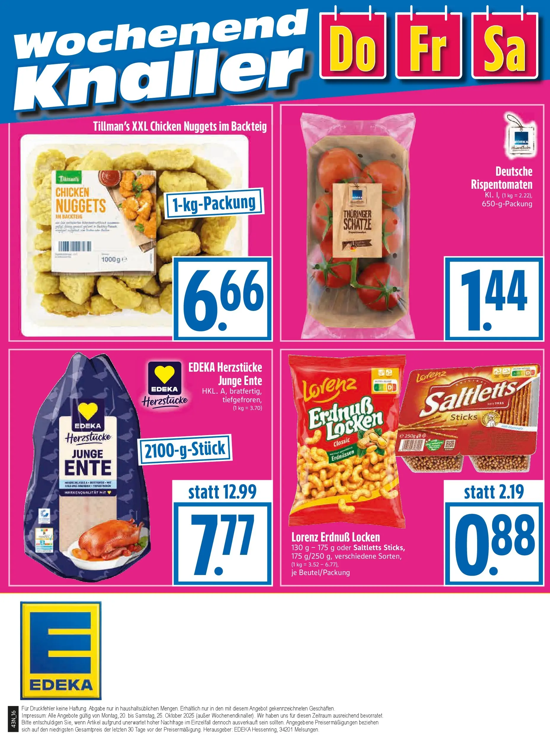 Entdecke - Edeka Hahner: Wochenangebote (ab 19.10.2025) zum Blättern | Seite: 18 | Produkte: Ente