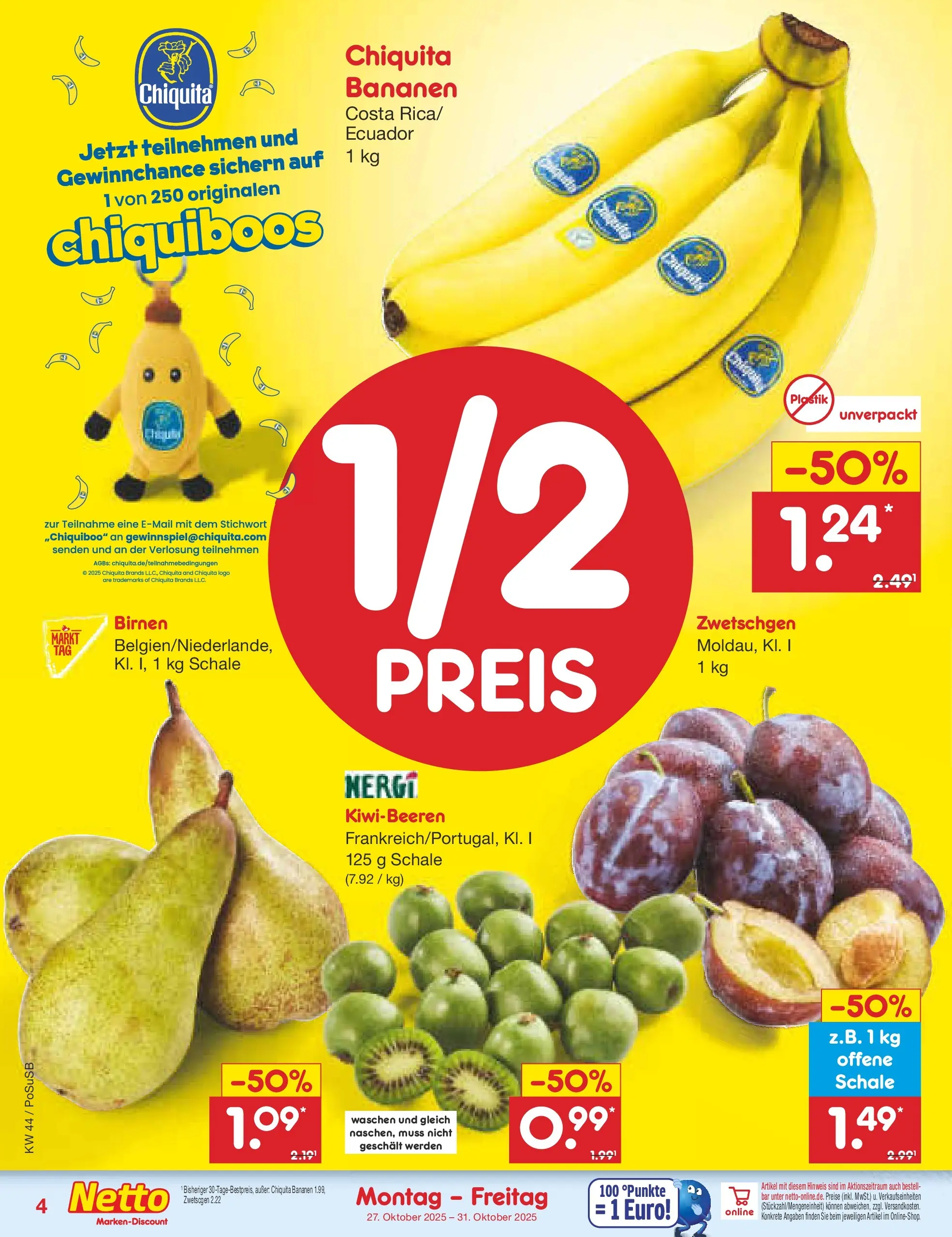 Netto Marken-Discount prospekt Regensburg (ab 26.10.2025) » Angebote | Seite: 4 | Produkte: Bananen, Zwetschgen Netto Marken-Discount prospekt Regensburg (ab 26.10.2025) » Angebote | Seite: 4 | Produkte: Bananen, Zwetschgen