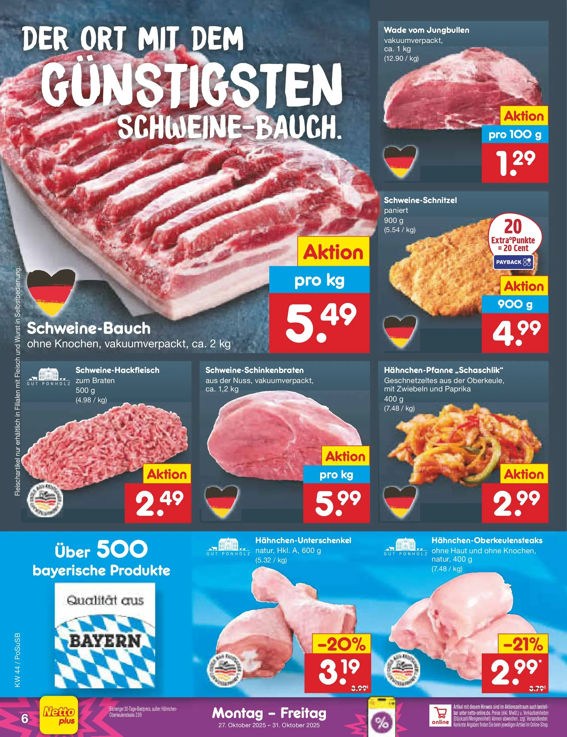 Netto Marken-Discount prospekt Regensburg (ab 26.10.2025) » Angebote | Seite: 8 | Produkte: Schweinebauch, Zwiebeln, Paprika, Fleisch Netto Marken-Discount prospekt Regensburg (ab 26.10.2025) » Angebote | Seite: 8 | Produkte: Schweinebauch, Zwiebeln, Paprika, Fleisch