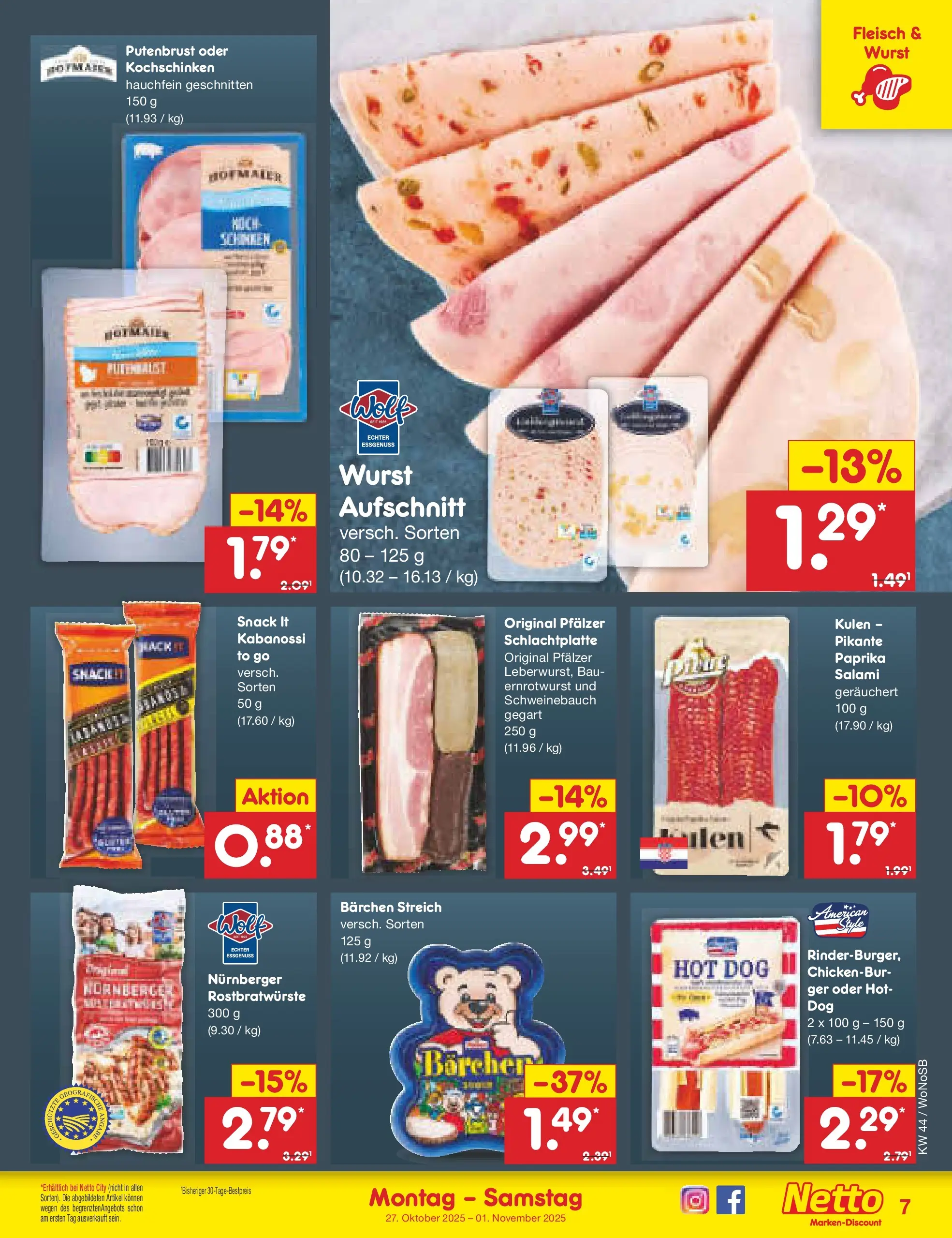 Netto Marken-Discount prospekt Frankfurt (ab 26.10.2025) » Angebote | Seite: 9 | Produkte: Schweinebauch, Paprika, Wurst, Schinken Netto Marken-Discount prospekt Frankfurt (ab 26.10.2025) » Angebote | Seite: 9 | Produkte: Schweinebauch, Paprika, Wurst, Schinken