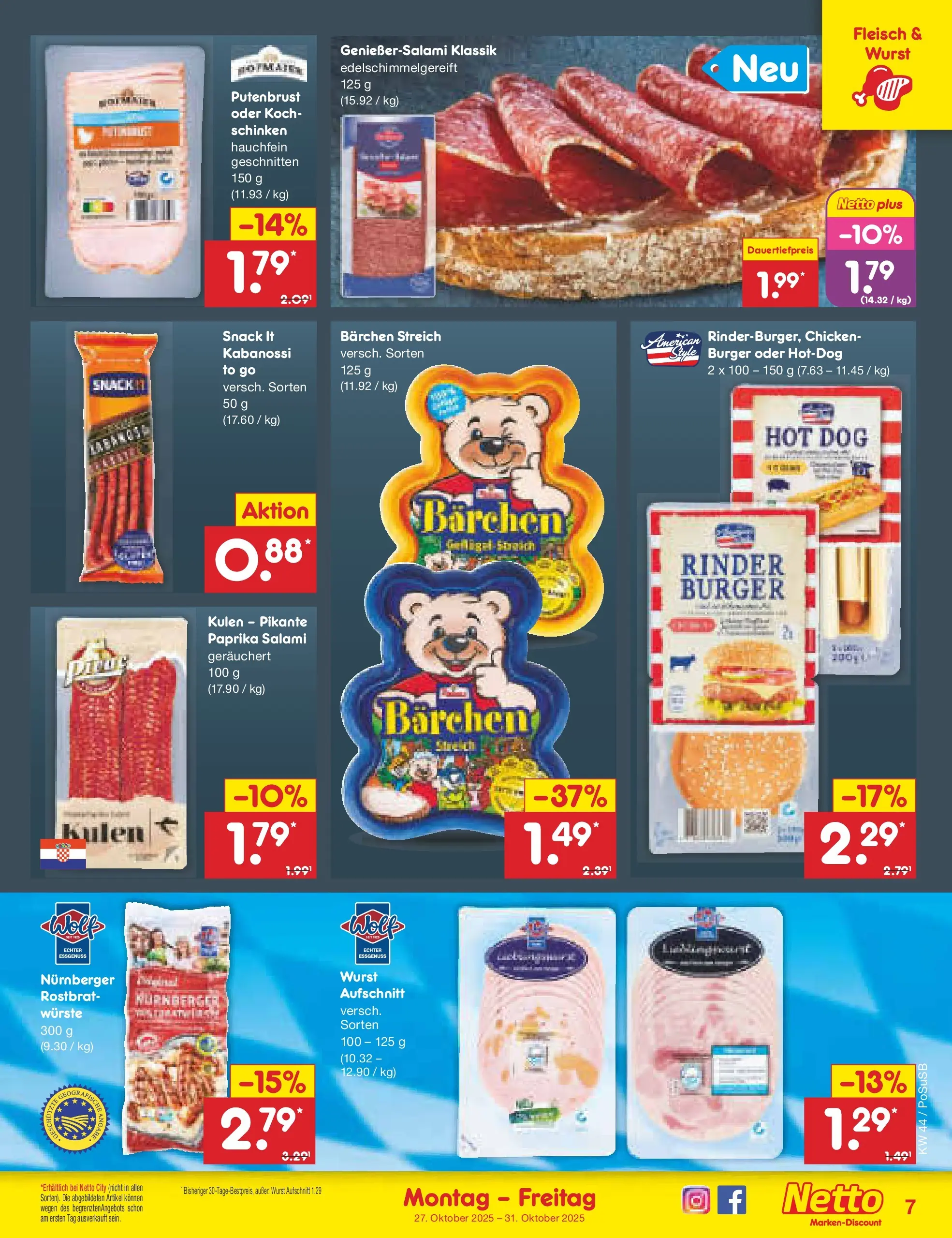 Netto Marken-Discount prospekt Regensburg (ab 26.10.2025) » Angebote | Seite: 9 | Produkte: Burger, Wurst, Schinken, Fleisch Netto Marken-Discount prospekt Regensburg (ab 26.10.2025) » Angebote | Seite: 9 | Produkte: Burger, Wurst, Schinken, Fleisch