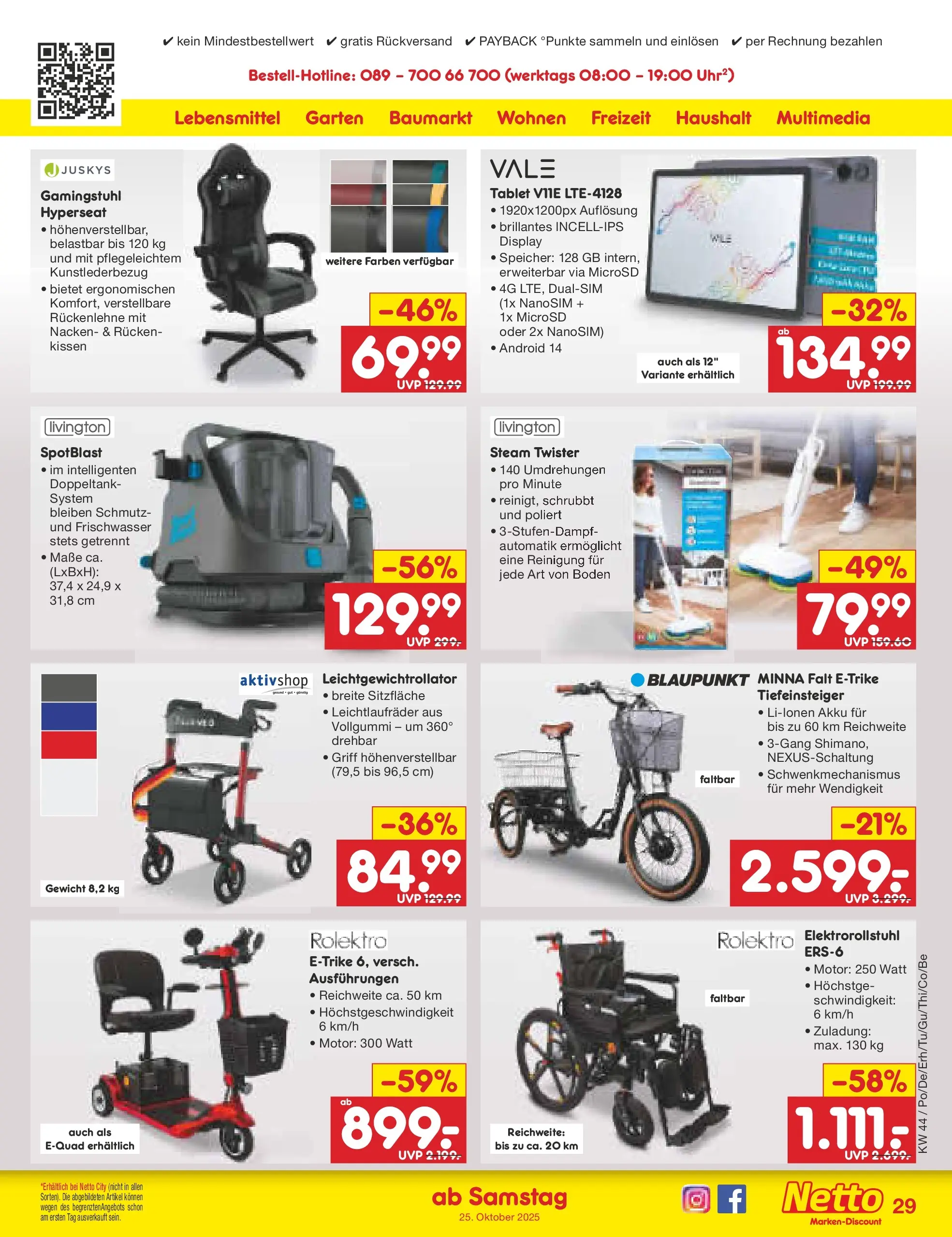 Netto Marken-Discount prospekt Regensburg (ab 26.10.2025) » Angebote | Seite: 33 | Produkte: Gewicht, Kissen, Gamingstuhl, Tablet Netto Marken-Discount prospekt Regensburg (ab 26.10.2025) » Angebote | Seite: 33 | Produkte: Gewicht, Kissen, Gamingstuhl, Tablet