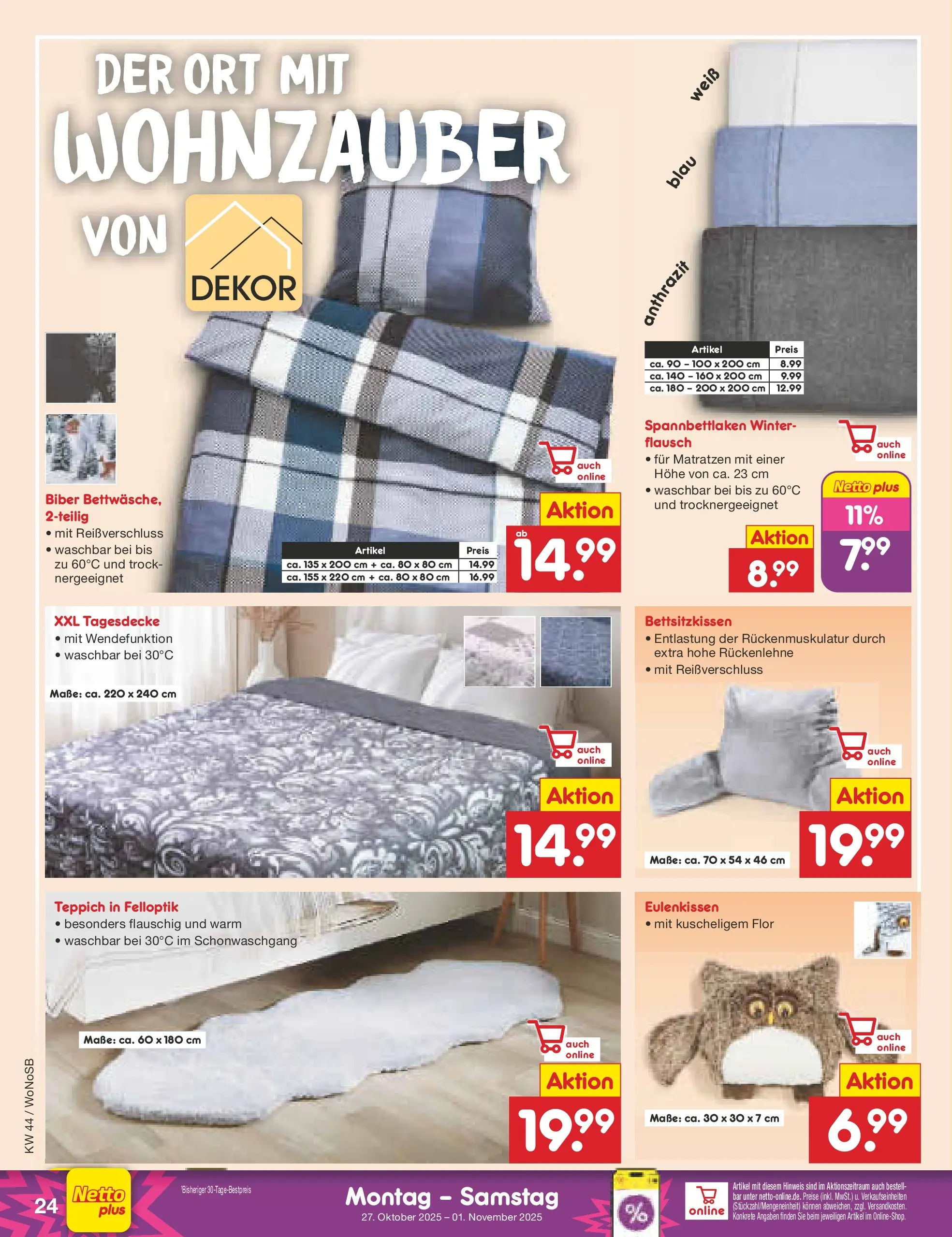 Netto Marken-Discount prospekt Frankfurt (ab 26.10.2025) » Angebote | Seite: 26 | Produkte: Tagesdecke, Teppich Netto Marken-Discount prospekt Frankfurt (ab 26.10.2025) » Angebote | Seite: 26 | Produkte: Tagesdecke, Teppich