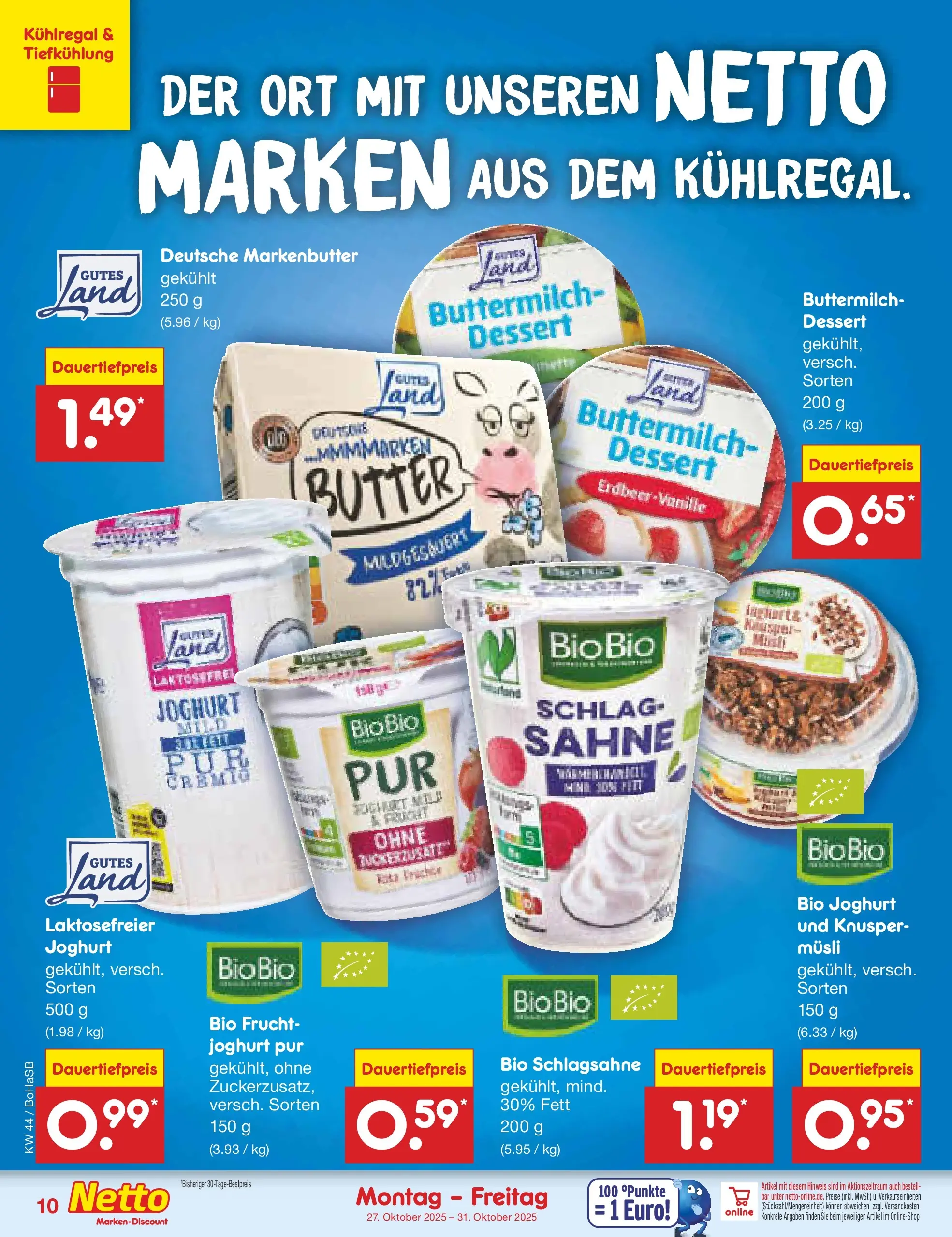 Netto Marken-Discount prospekt Stadtlohn	 (ab 27.10.2025) » Angebote | Seite: 12 | Produkte: Musli, Buttermilch, Schlagsahne, Butter