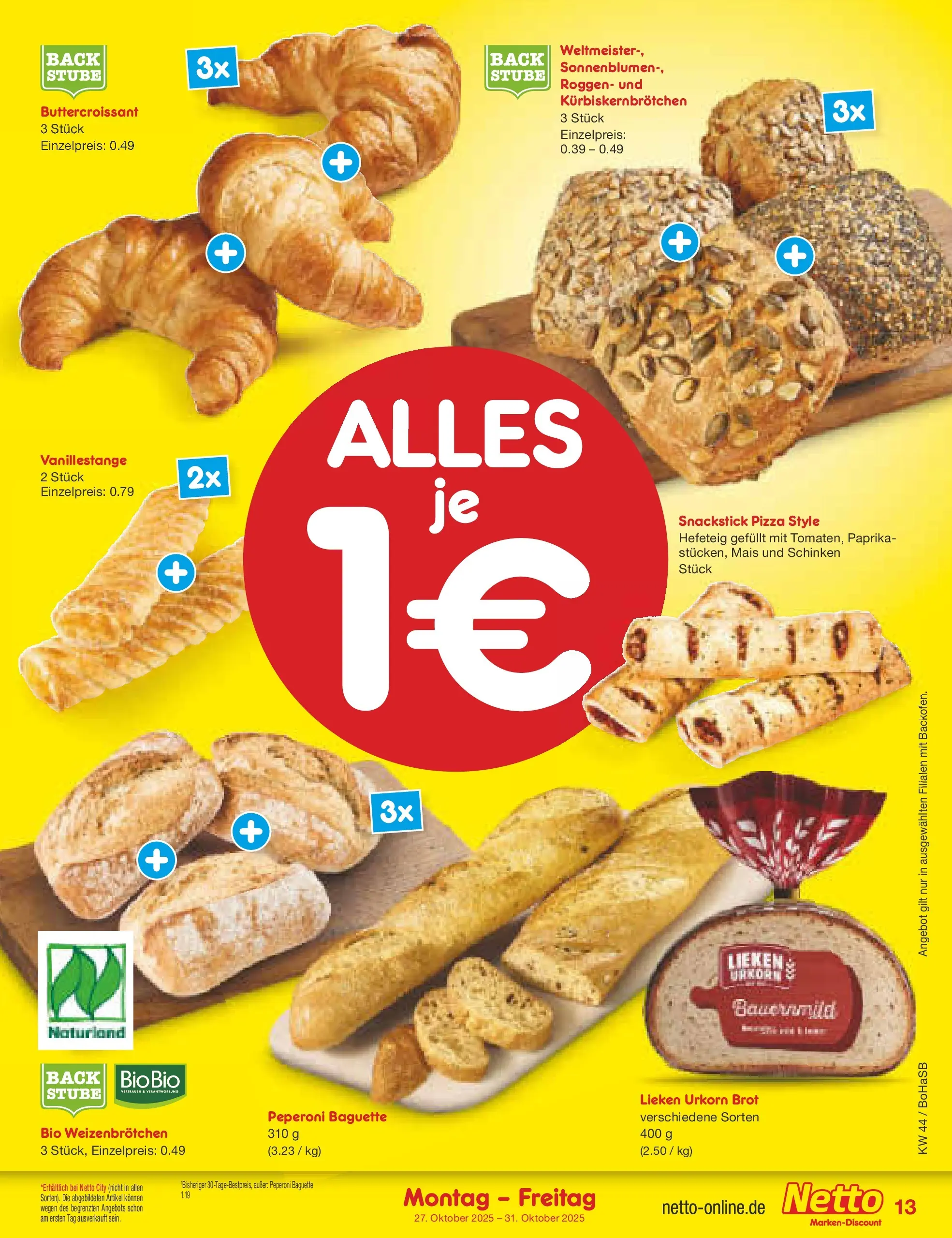 Netto Marken-Discount prospekt Stadtlohn	 (ab 27.10.2025) » Angebote | Seite: 15 | Produkte: Baguette, Paprika, Brot, Pizza