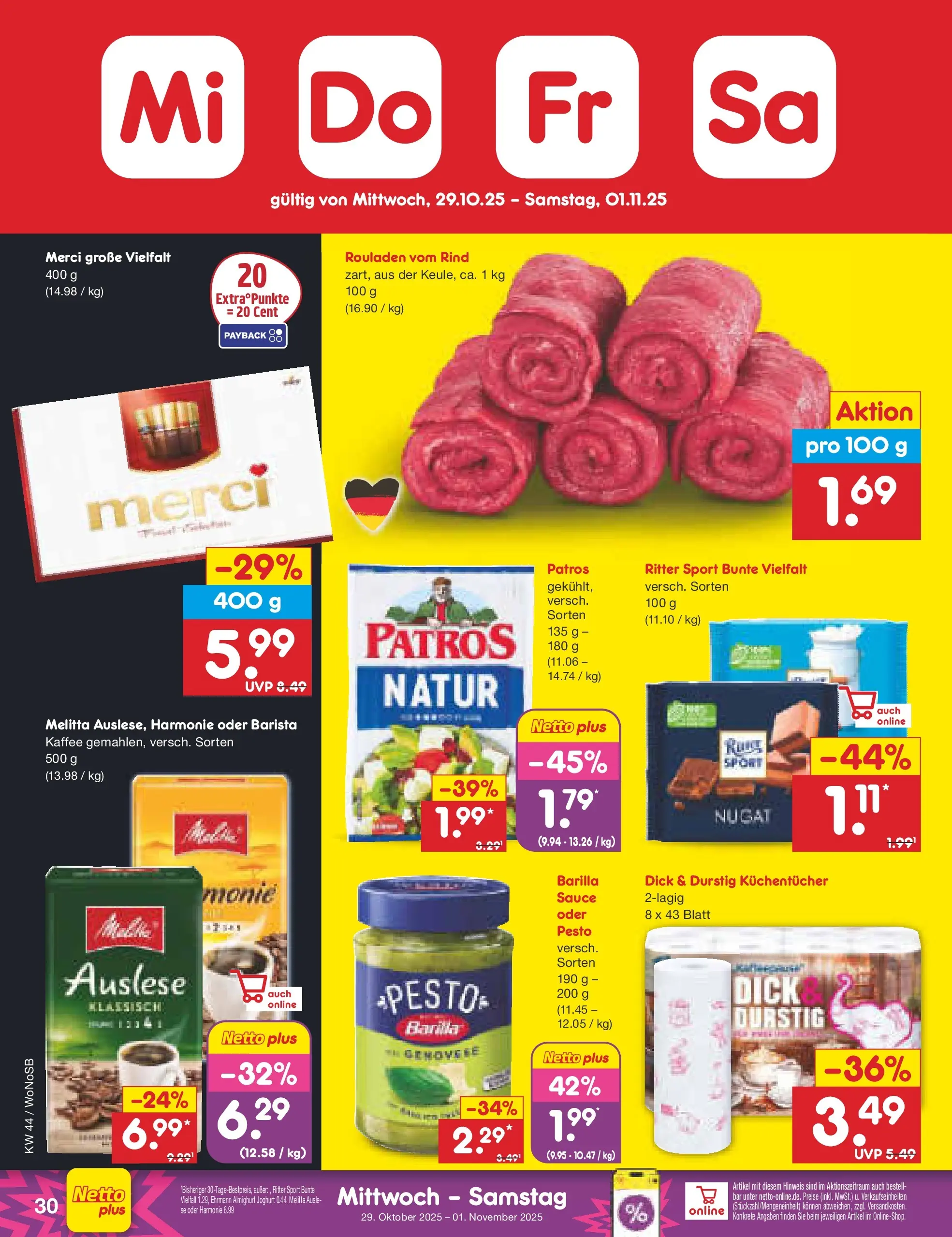 Netto Marken-Discount prospekt Frankfurt (ab 26.10.2025) » Angebote | Seite: 34 | Produkte: Melitta, Merci, Kaffee, Ritter sport Netto Marken-Discount prospekt Frankfurt (ab 26.10.2025) » Angebote | Seite: 34 | Produkte: Melitta, Merci, Kaffee, Ritter sport