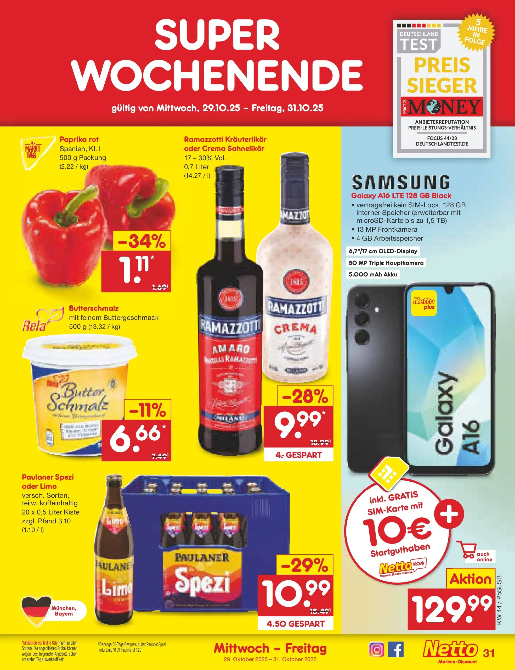 Netto Marken-Discount prospekt Regensburg (ab 26.10.2025) » Angebote | Seite: 35 | Produkte: Butterschmalz, Paprika rot, Samsung, Ramazzotti Netto Marken-Discount prospekt Regensburg (ab 26.10.2025) » Angebote | Seite: 35 | Produkte: Butterschmalz, Paprika rot, Samsung, Ramazzotti