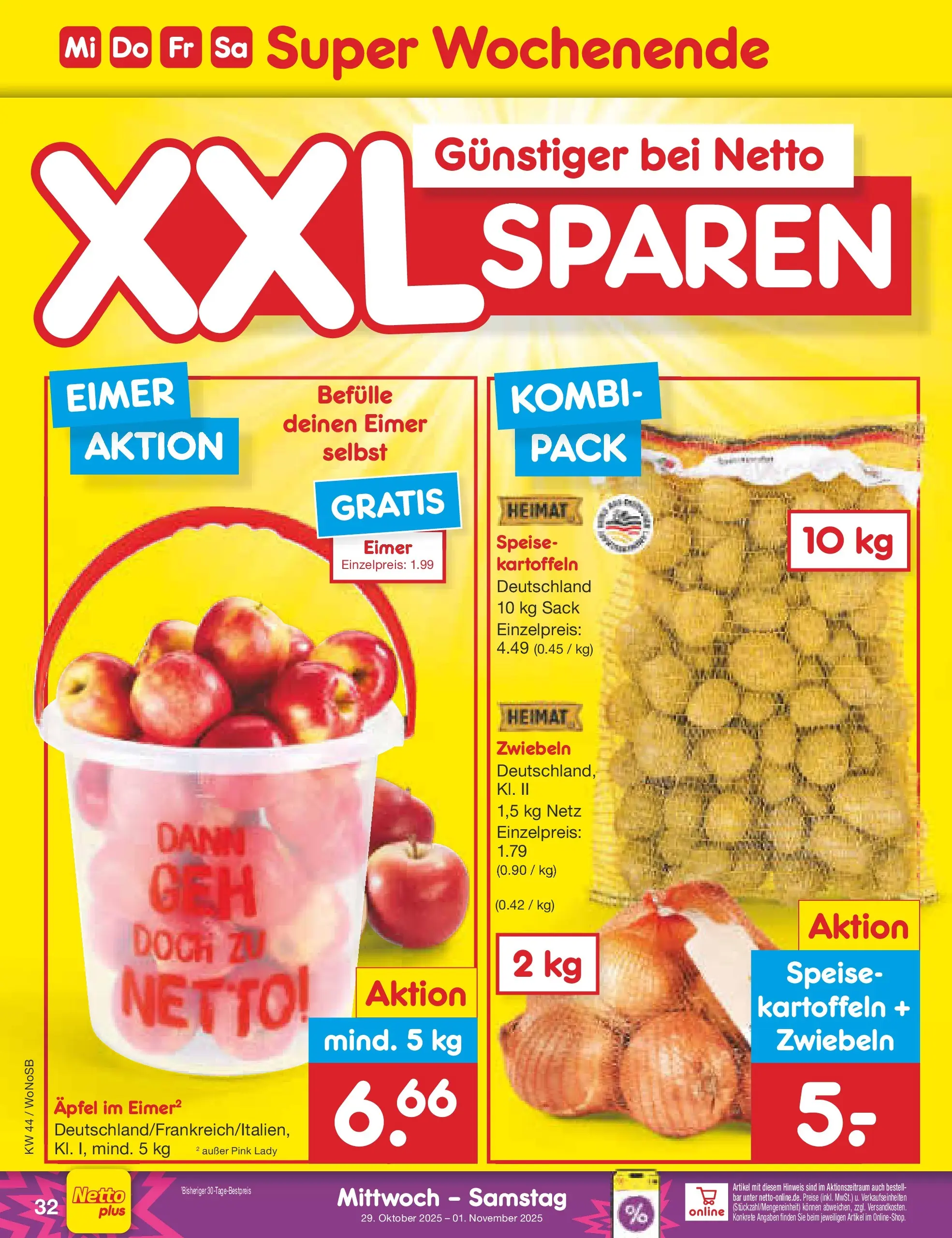 Netto Marken-Discount prospekt Frankfurt (ab 26.10.2025) » Angebote | Seite: 36 | Produkte: Äpfel, Kartoffeln, Zwiebeln Netto Marken-Discount prospekt Frankfurt (ab 26.10.2025) » Angebote | Seite: 36 | Produkte: Äpfel, Kartoffeln, Zwiebeln