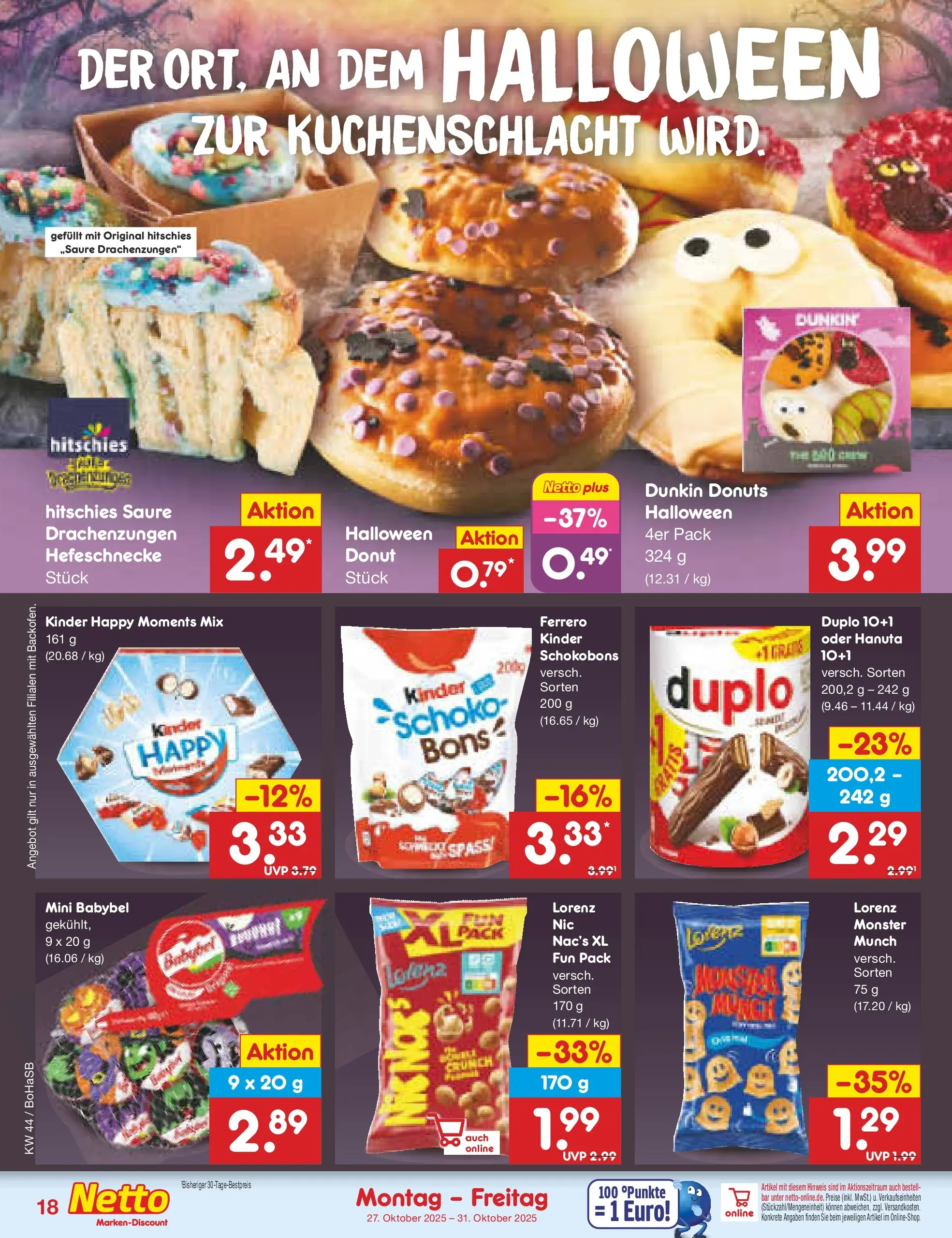 Netto Marken-Discount prospekt Stadtlohn	 (ab 27.10.2025) » Angebote | Seite: 20 | Produkte: Ferrero duplo, Donuts, Monster, Babybel