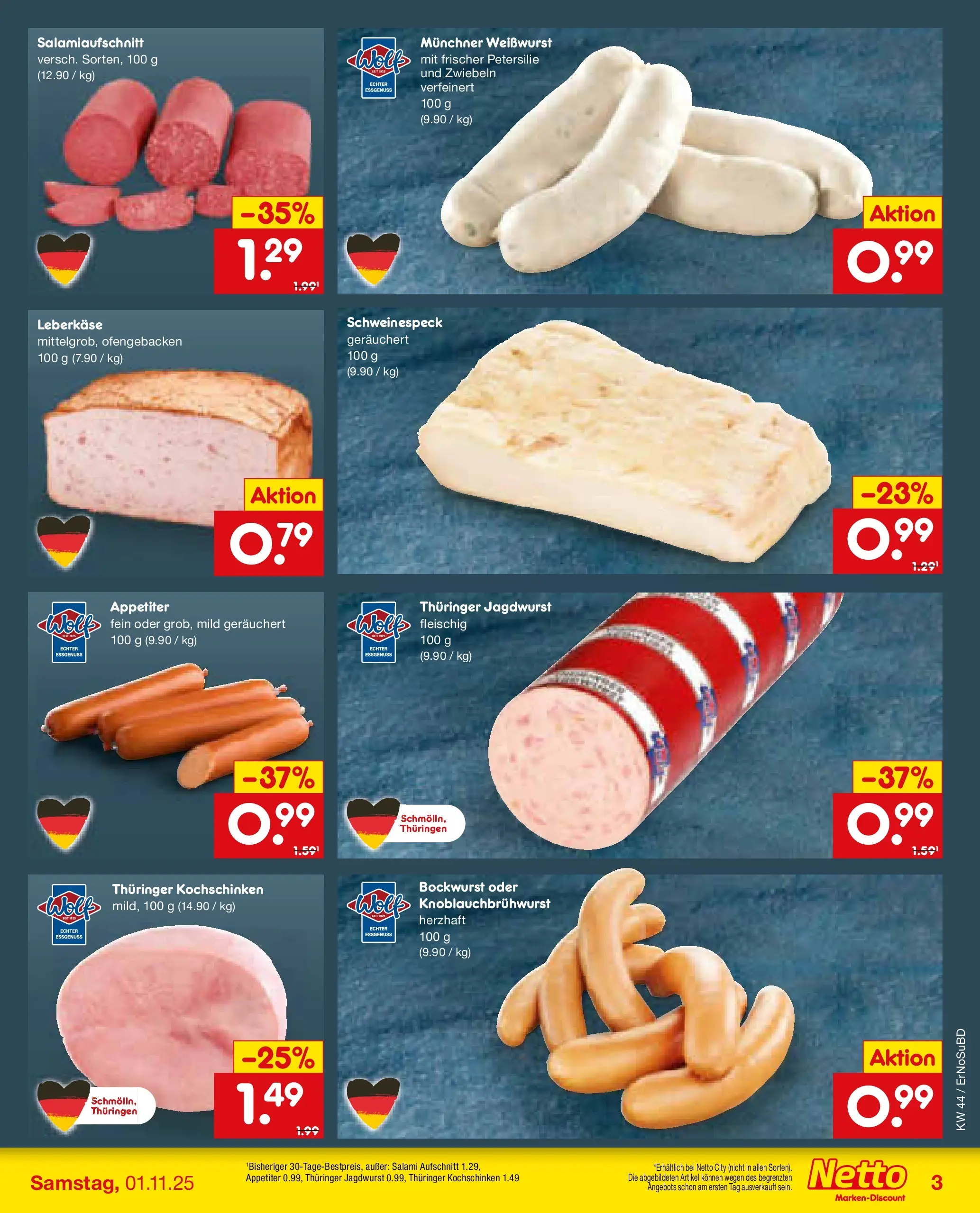 Netto Marken-Discount prospekt Nordhausen	 (ab 27.10.2025) » Angebote | Seite: 13 | Produkte: Bockwurst, Petersilie, Salami, Leberkase Netto Marken-Discount prospekt Nordhausen	 (ab 27.10.2025) » Angebote | Seite: 13 | Produkte: Bockwurst, Petersilie, Salami, Leberkase