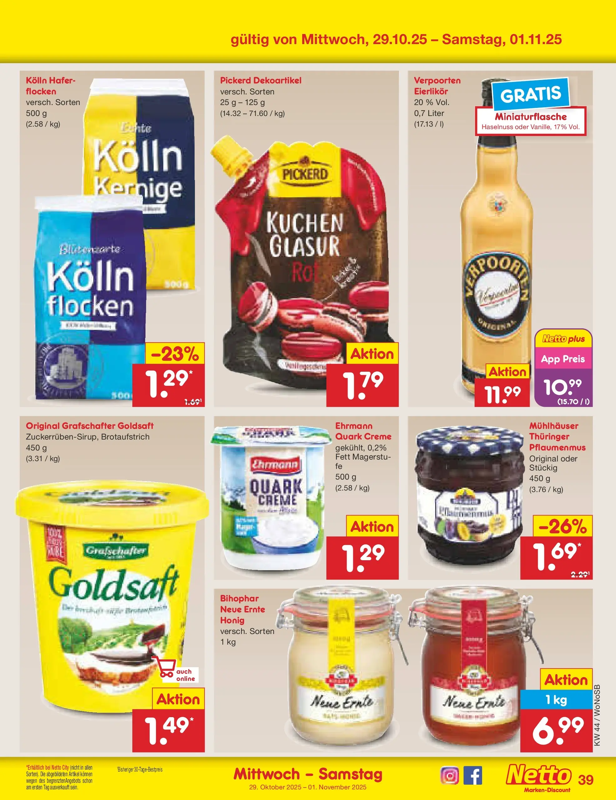Netto Marken-Discount prospekt Frankfurt (ab 26.10.2025) » Angebote | Seite: 43 | Produkte: Quark, Creme, Kuchen, Flocken Netto Marken-Discount prospekt Frankfurt (ab 26.10.2025) » Angebote | Seite: 43 | Produkte: Quark, Creme, Kuchen, Flocken