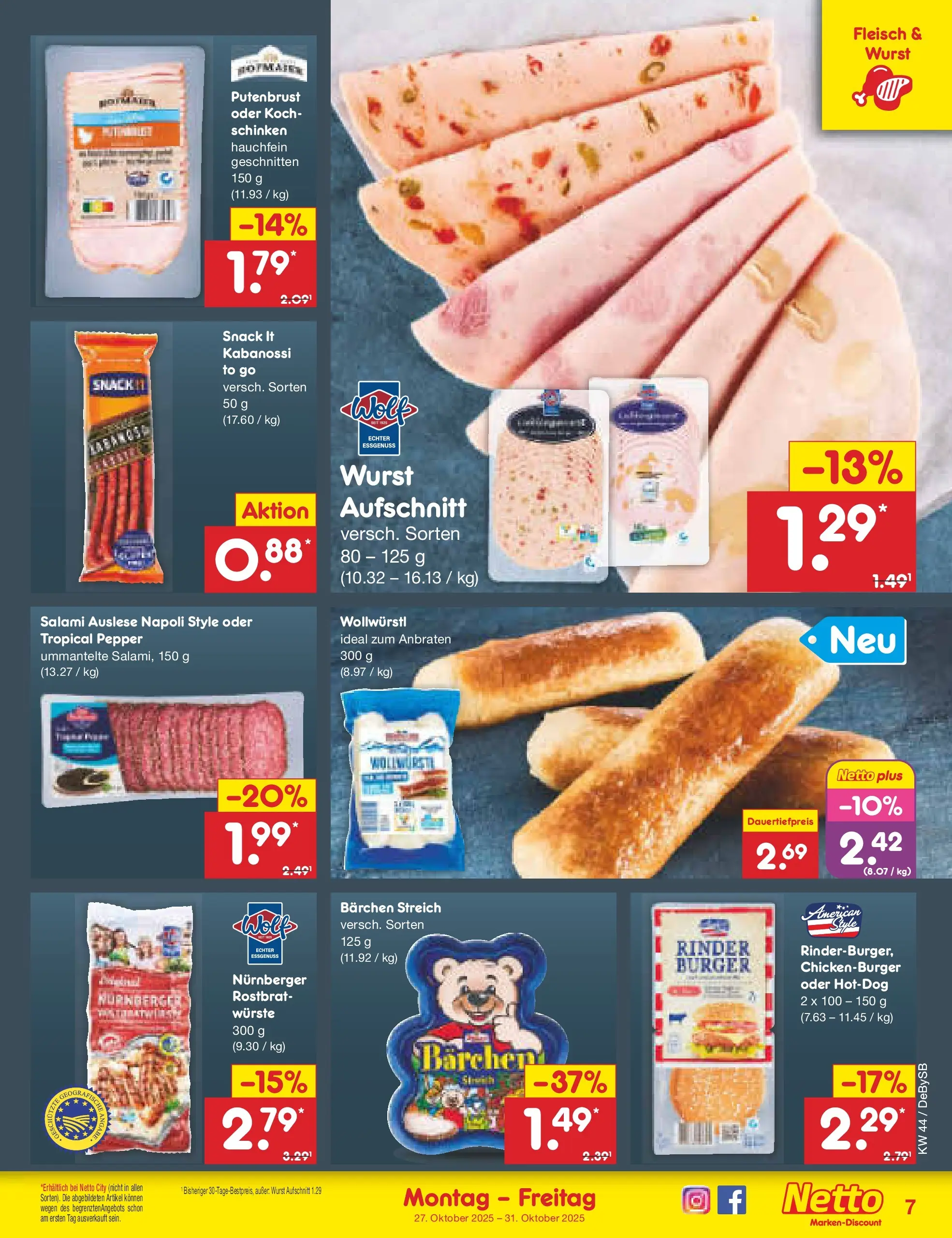 Netto Marken-Discount prospekt Thierhaupten	 (ab 27.10.2025) » Angebote | Seite: 9 | Produkte: Burger, Salami, Schinken, Fleisch Netto Marken-Discount prospekt Thierhaupten	 (ab 27.10.2025) » Angebote | Seite: 9 | Produkte: Burger, Salami, Schinken, Fleisch