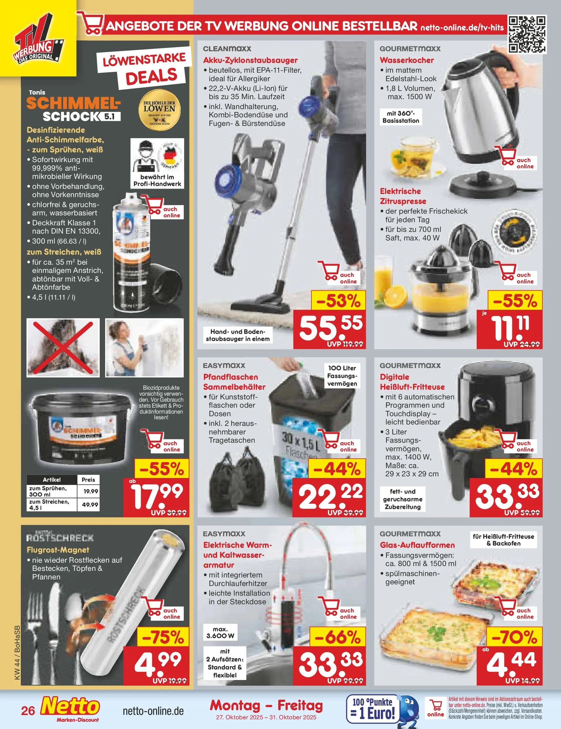 Netto Marken-Discount prospekt Stadtlohn	 (ab 27.10.2025) » Angebote | Seite: 30 | Produkte: Wasserkocher, Staubsauger, Armatur, TV