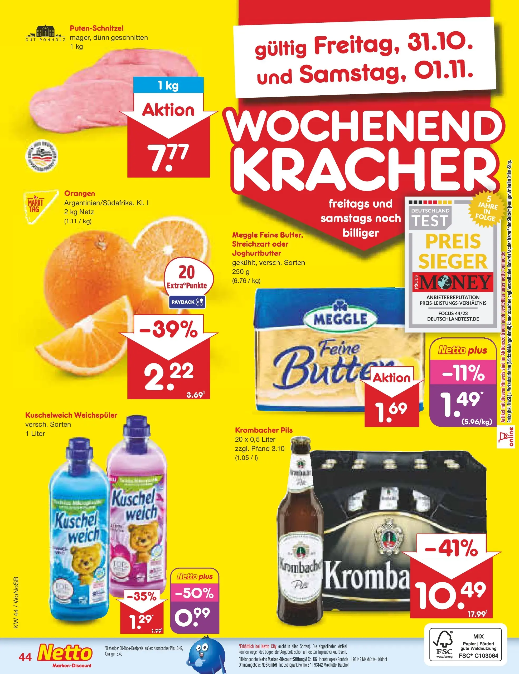 Netto Marken-Discount prospekt Frankfurt (ab 26.10.2025) » Angebote | Seite: 48 | Produkte: Pils, Kuschelweich, Orangen, Putenschnitzel Netto Marken-Discount prospekt Frankfurt (ab 26.10.2025) » Angebote | Seite: 48 | Produkte: Pils, Kuschelweich, Orangen, Putenschnitzel