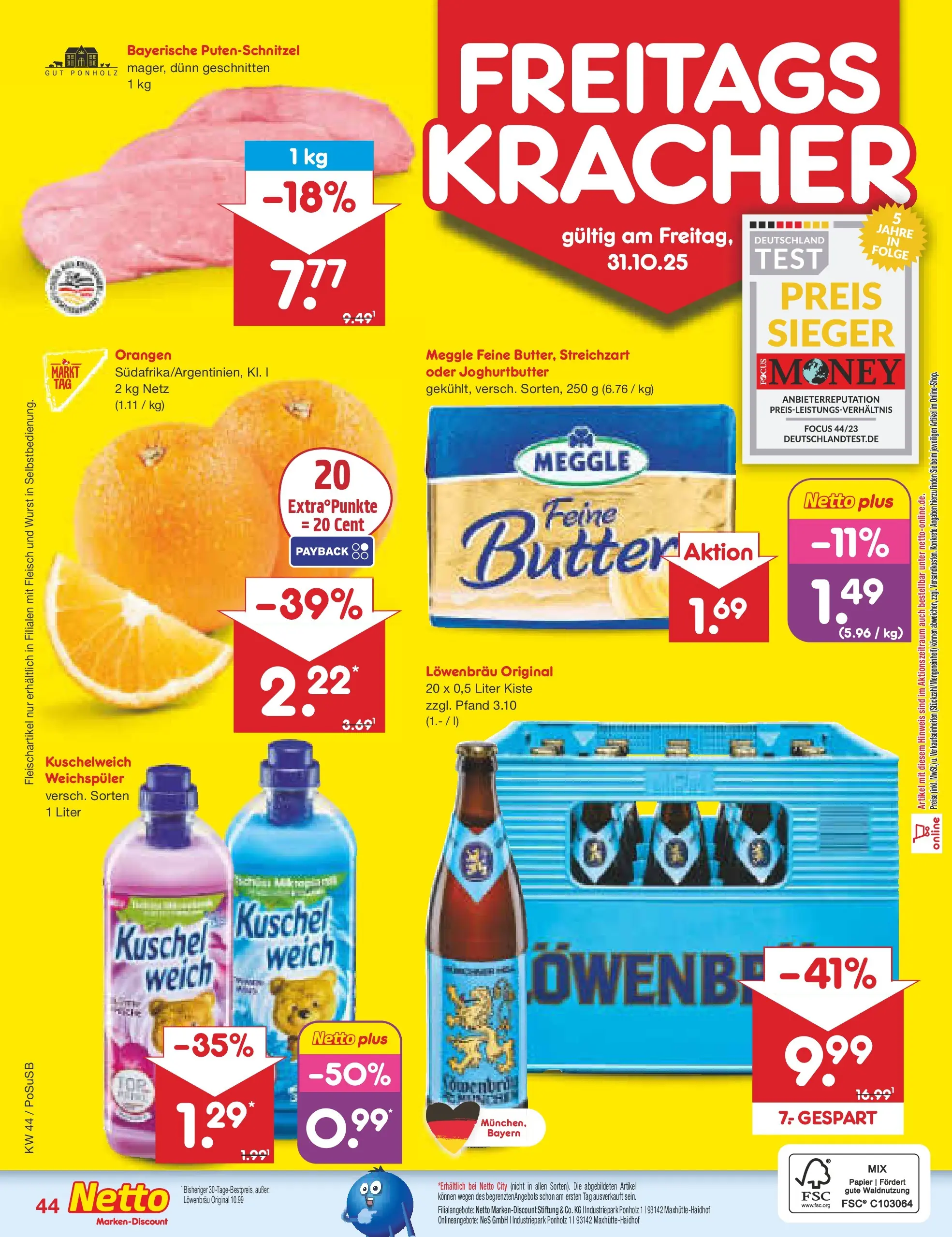 Netto Marken-Discount prospekt Regensburg (ab 26.10.2025) » Angebote | Seite: 48 | Produkte: Butter, Putenschnitzel, Wurst, Fleisch Netto Marken-Discount prospekt Regensburg (ab 26.10.2025) » Angebote | Seite: 48 | Produkte: Butter, Putenschnitzel, Wurst, Fleisch