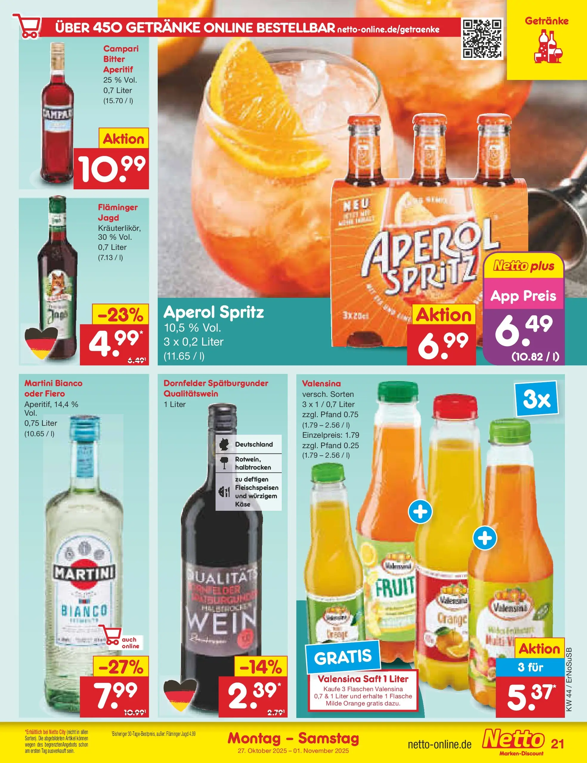Netto Marken-Discount prospekt Nordhausen	 (ab 27.10.2025) » Angebote | Seite: 27 | Produkte: Käse, Campari, Aperol, Saft Netto Marken-Discount prospekt Nordhausen	 (ab 27.10.2025) » Angebote | Seite: 27 | Produkte: Käse, Campari, Aperol, Saft