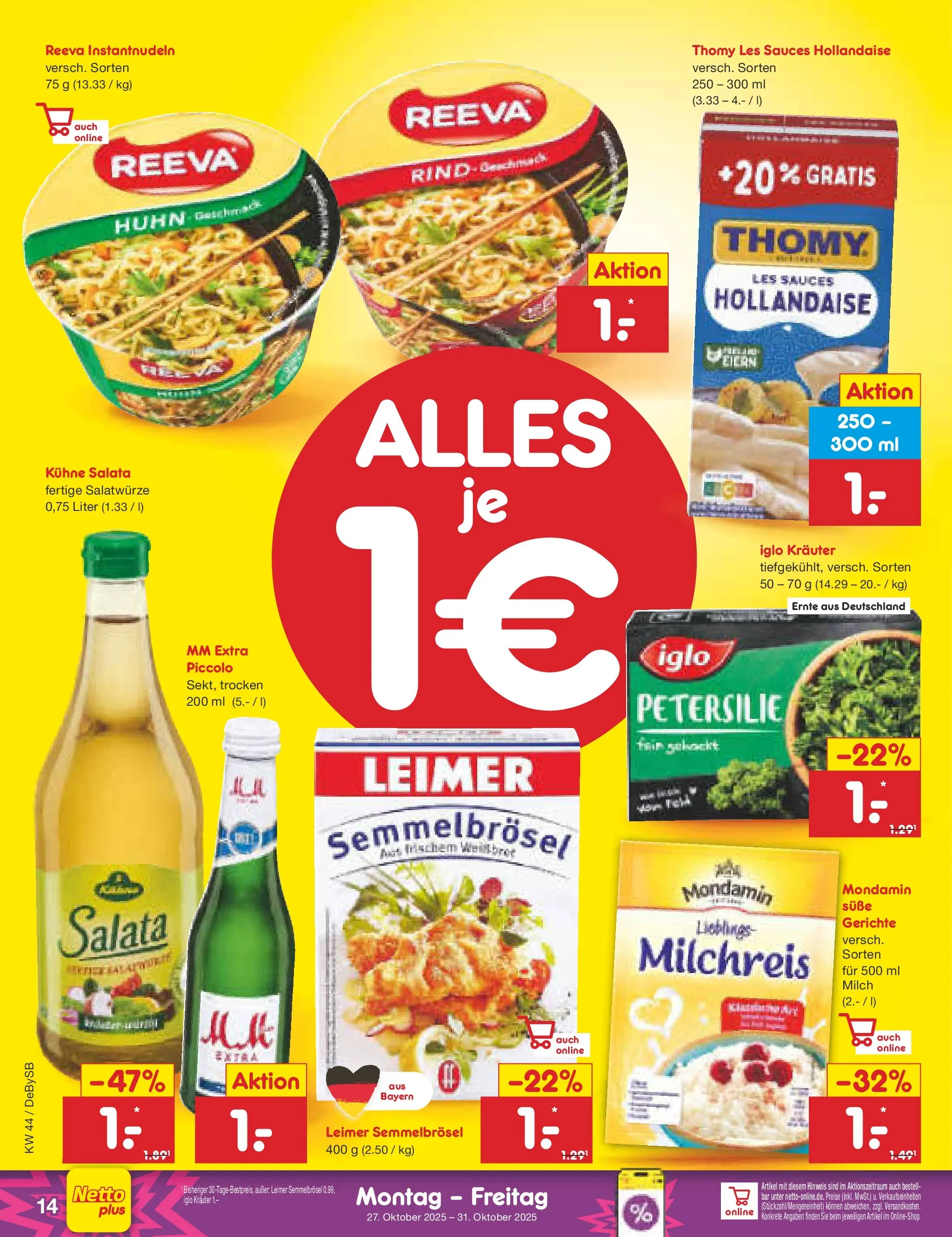 Netto Marken-Discount prospekt Thierhaupten	 (ab 27.10.2025) » Angebote | Seite: 16 | Produkte: Thomy les sauces, Milch, Iglo, Petersilie Netto Marken-Discount prospekt Thierhaupten	 (ab 27.10.2025) » Angebote | Seite: 16 | Produkte: Thomy les sauces, Milch, Iglo, Petersilie
