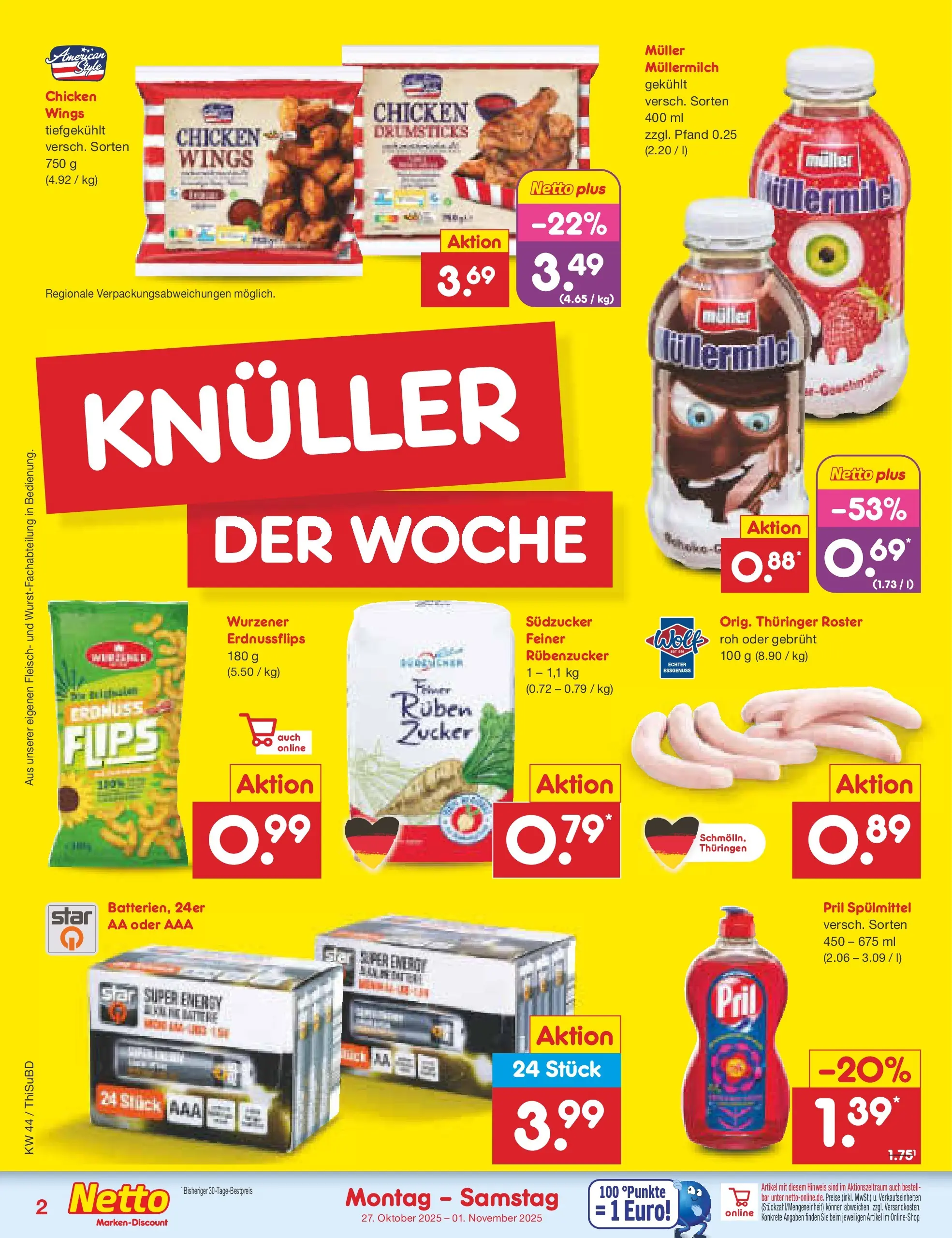 Netto Marken-Discount prospekt Thiendorf	 (ab 27.10.2025) » Angebote | Seite: 2 | Produkte: Energy, Zucker, Müllermilch, Pril Netto Marken-Discount prospekt Thiendorf	 (ab 27.10.2025) » Angebote | Seite: 2 | Produkte: Energy, Zucker, Müllermilch, Pril