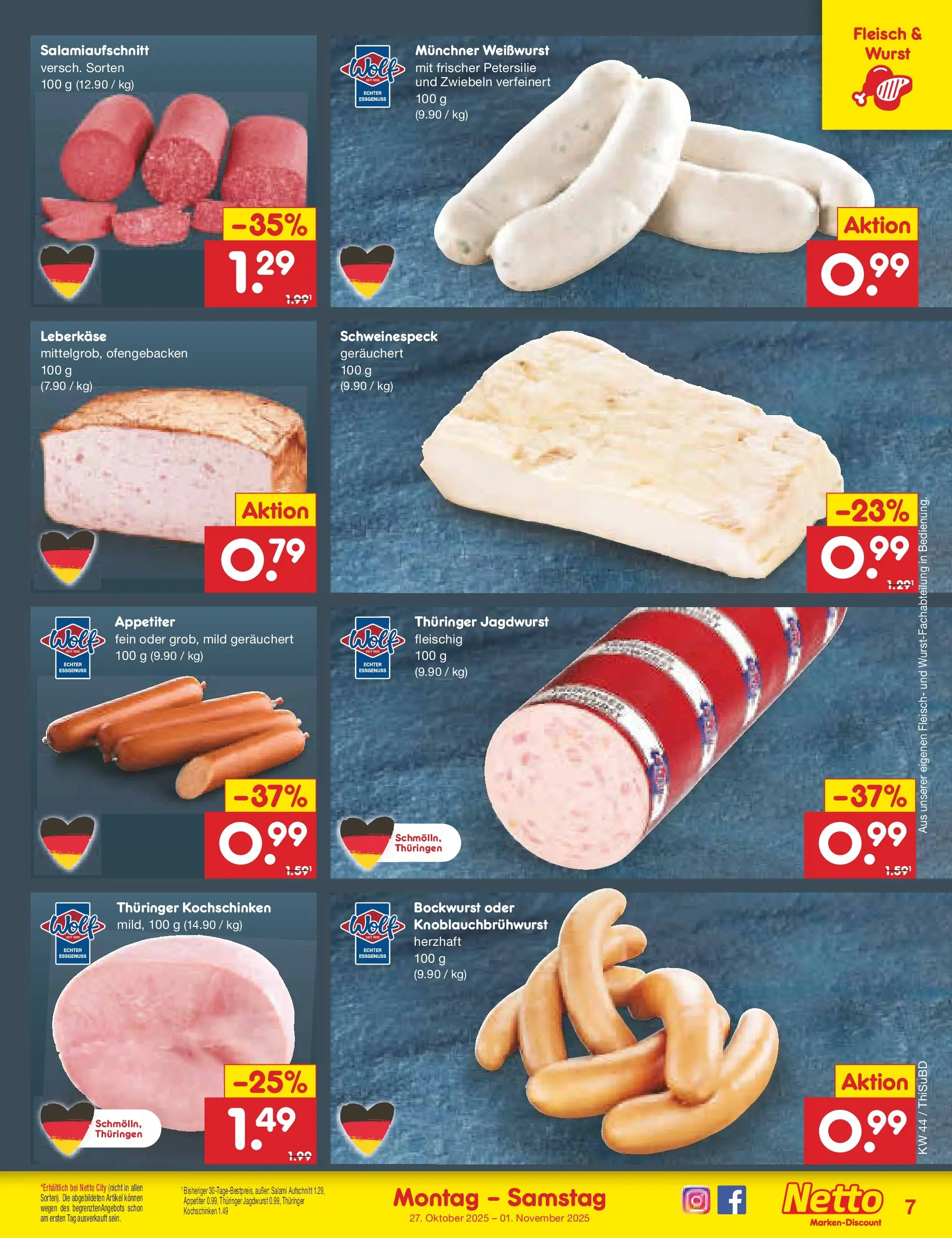 Netto Marken-Discount prospekt Thiendorf	 (ab 27.10.2025) » Angebote | Seite: 9 | Produkte: Bockwurst, Zwiebeln, Wurst, Salami Netto Marken-Discount prospekt Thiendorf	 (ab 27.10.2025) » Angebote | Seite: 9 | Produkte: Bockwurst, Zwiebeln, Wurst, Salami