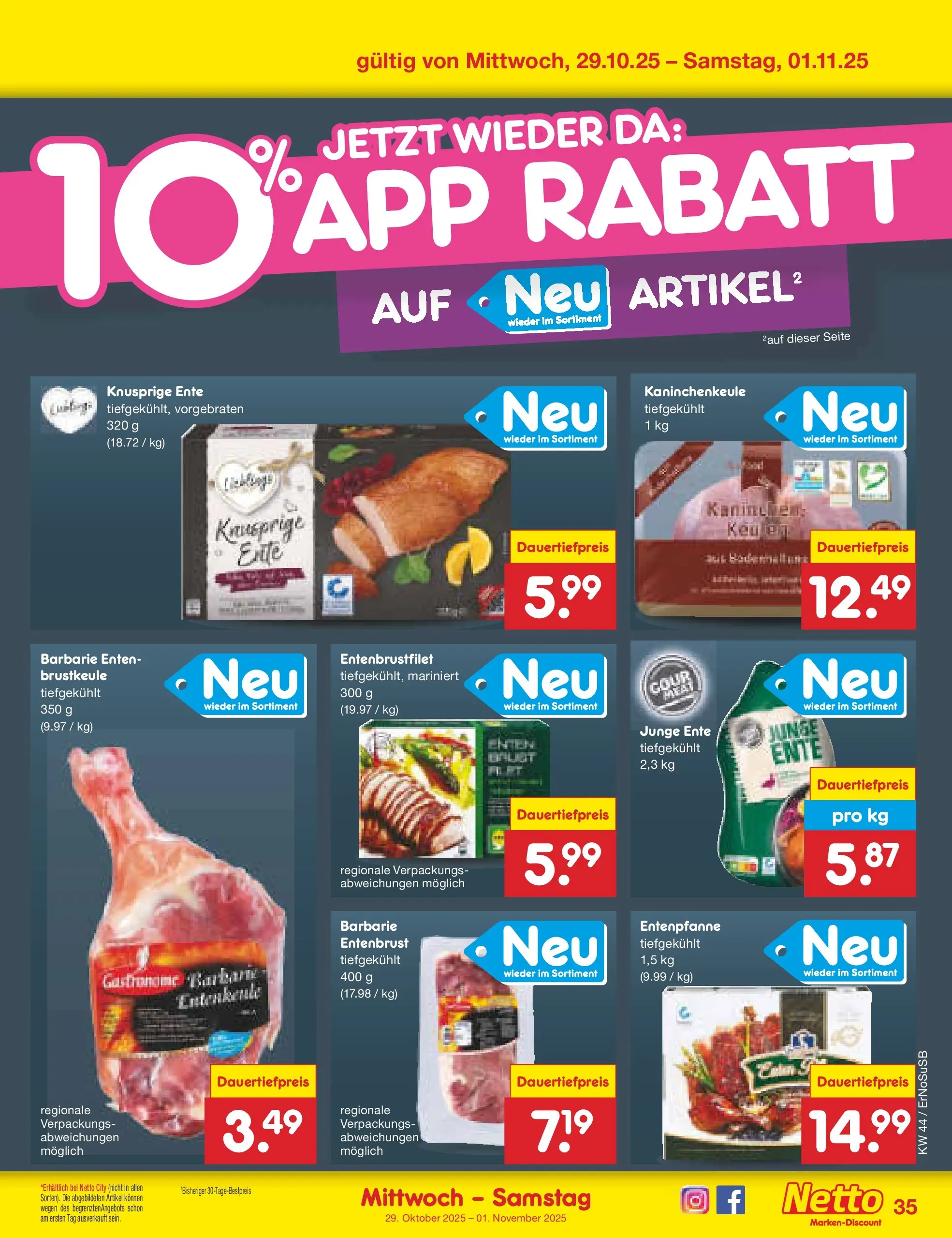 Netto Marken-Discount prospekt Nordhausen	 (ab 27.10.2025) » Angebote | Seite: 43 | Produkte: Kaninchen, Ente Netto Marken-Discount prospekt Nordhausen	 (ab 27.10.2025) » Angebote | Seite: 43 | Produkte: Kaninchen, Ente