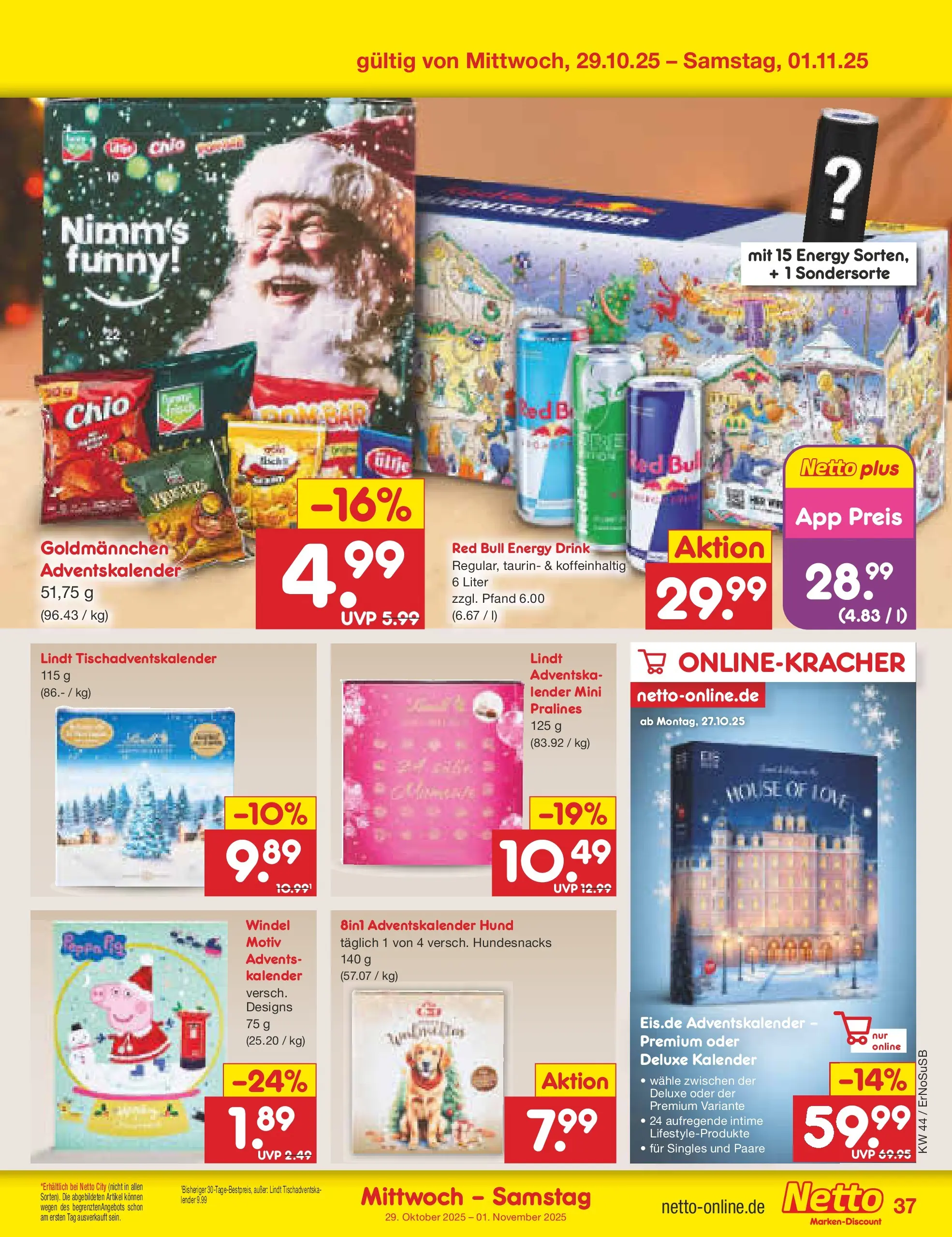 Netto Marken-Discount prospekt Nordhausen	 (ab 27.10.2025) » Angebote | Seite: 45 | Produkte: Red bull, Energy, Lindt Netto Marken-Discount prospekt Nordhausen	 (ab 27.10.2025) » Angebote | Seite: 45 | Produkte: Red bull, Energy, Lindt