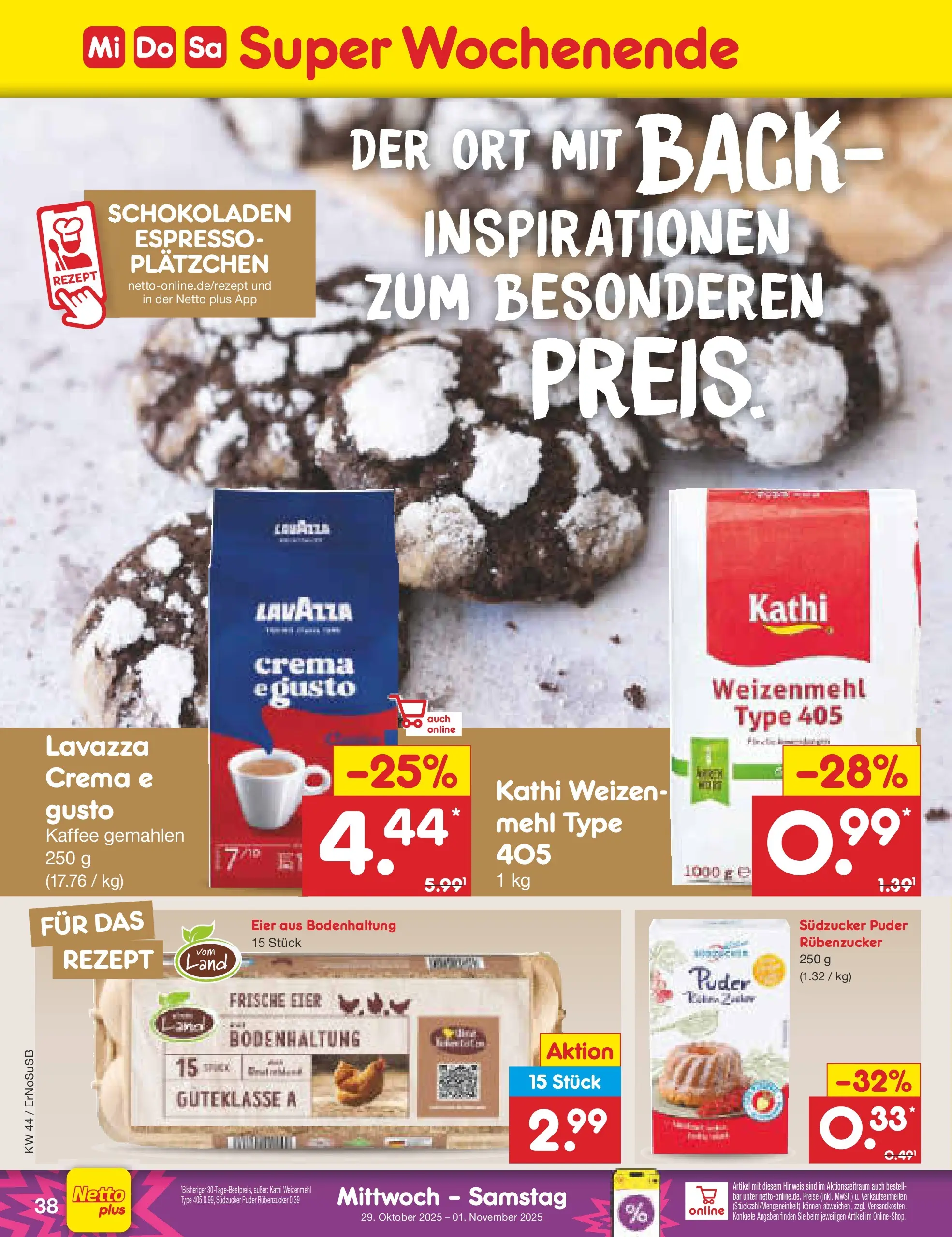 Netto Marken-Discount prospekt Nordhausen	 (ab 27.10.2025) » Angebote | Seite: 46 | Produkte: Lavazza, Mehl, Eier, Weizenmehl Netto Marken-Discount prospekt Nordhausen	 (ab 27.10.2025) » Angebote | Seite: 46 | Produkte: Lavazza, Mehl, Eier, Weizenmehl