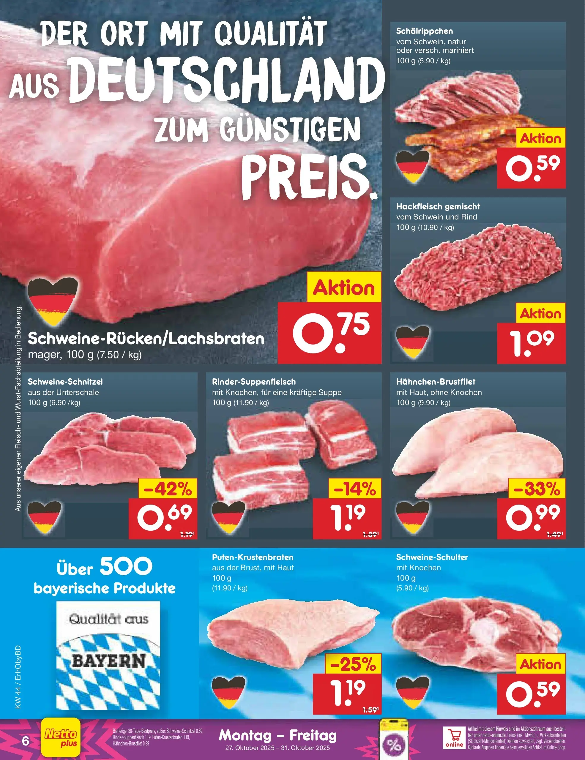 Netto Marken-Discount prospekt Velden	 (ab 27.10.2025) » Angebote | Seite: 8 | Produkte: Fleisch, Hackfleisch Netto Marken-Discount prospekt Velden	 (ab 27.10.2025) » Angebote | Seite: 8 | Produkte: Fleisch, Hackfleisch