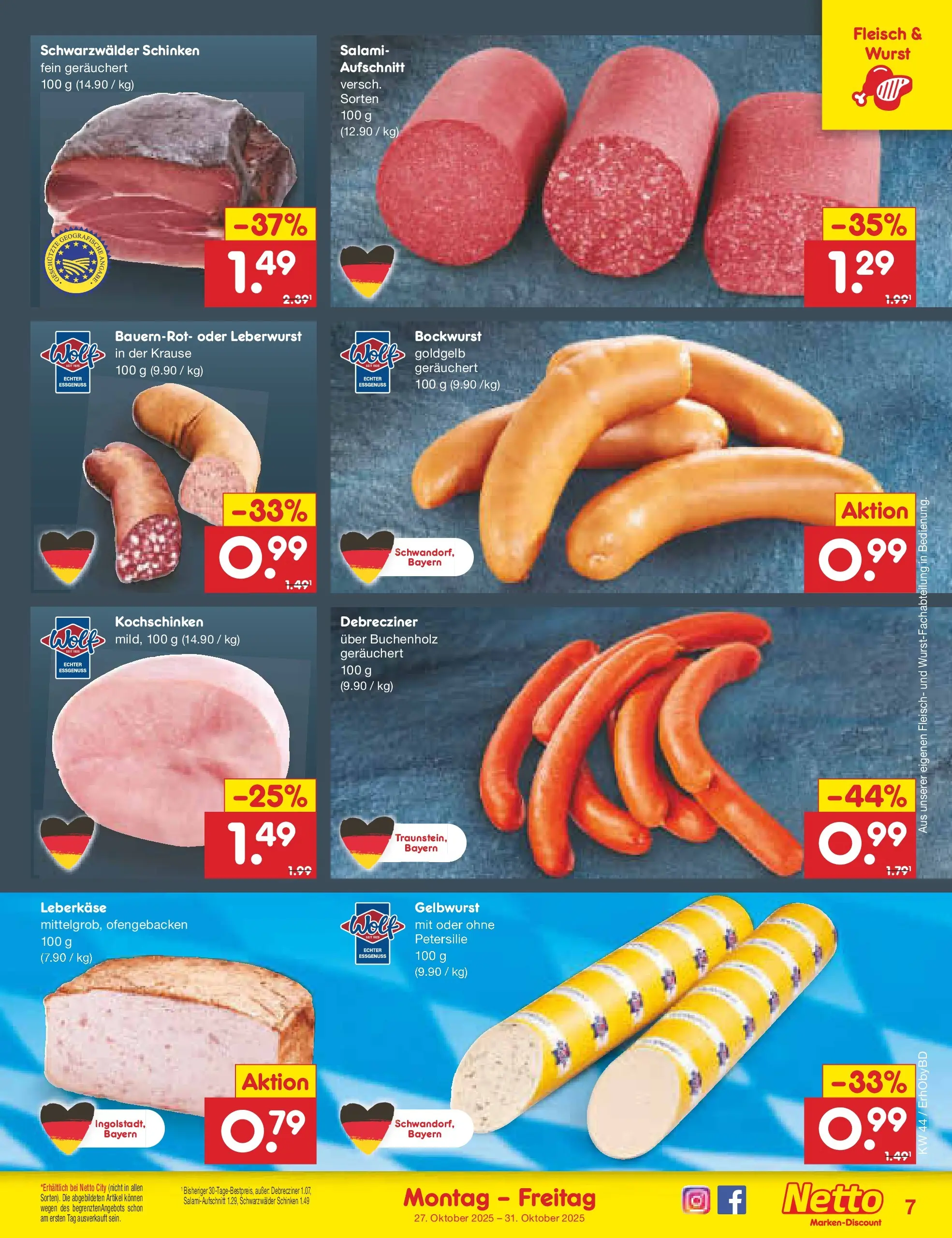 Netto Marken-Discount prospekt Velden	 (ab 27.10.2025) » Angebote | Seite: 9 | Produkte: Bockwurst, Petersilie, Fleisch, Leberkase Netto Marken-Discount prospekt Velden	 (ab 27.10.2025) » Angebote | Seite: 9 | Produkte: Bockwurst, Petersilie, Fleisch, Leberkase