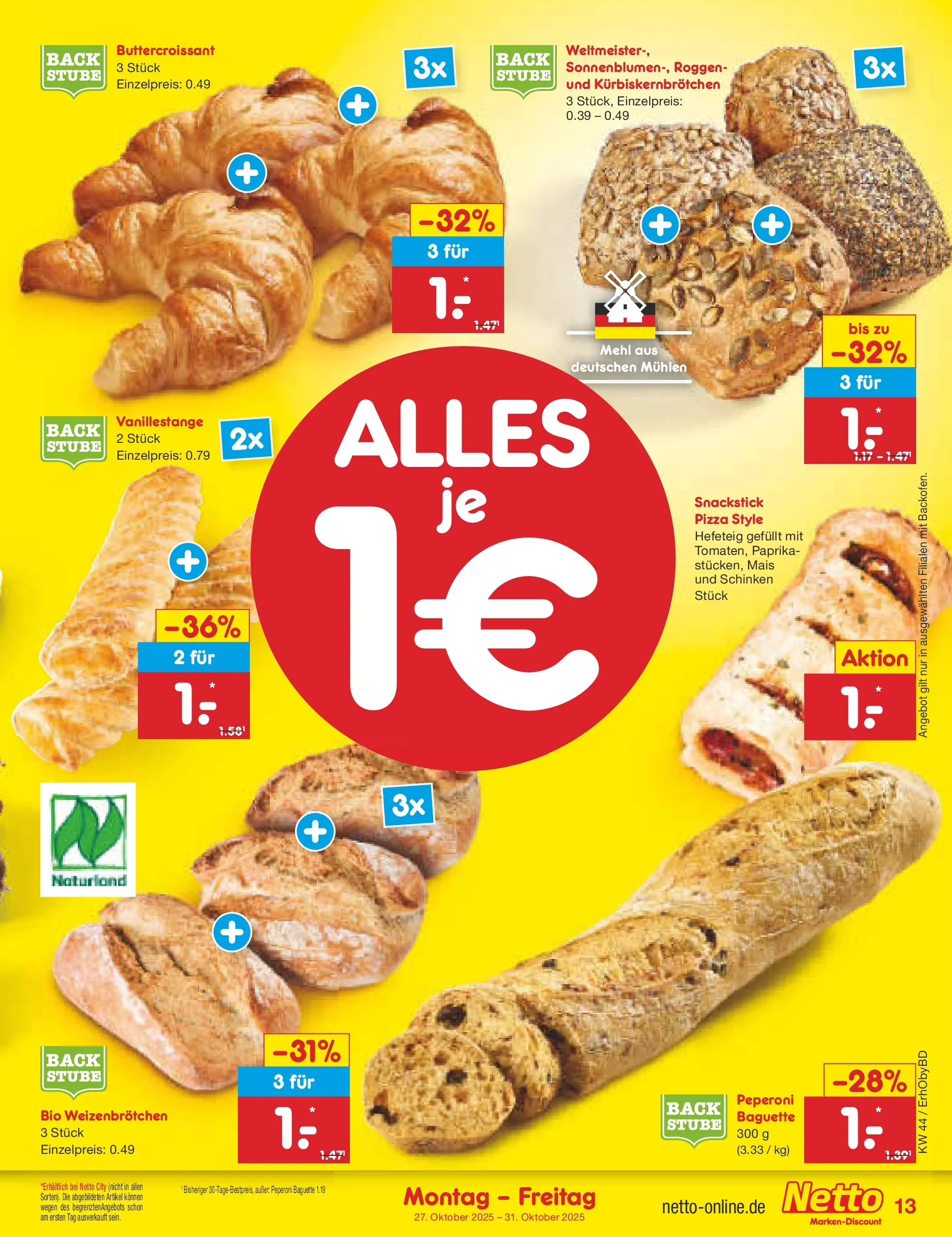 Netto Marken-Discount prospekt Velden	 (ab 27.10.2025) » Angebote | Seite: 15 | Produkte: Baguette, Paprika, Schinken, Pizza Netto Marken-Discount prospekt Velden	 (ab 27.10.2025) » Angebote | Seite: 15 | Produkte: Baguette, Paprika, Schinken, Pizza