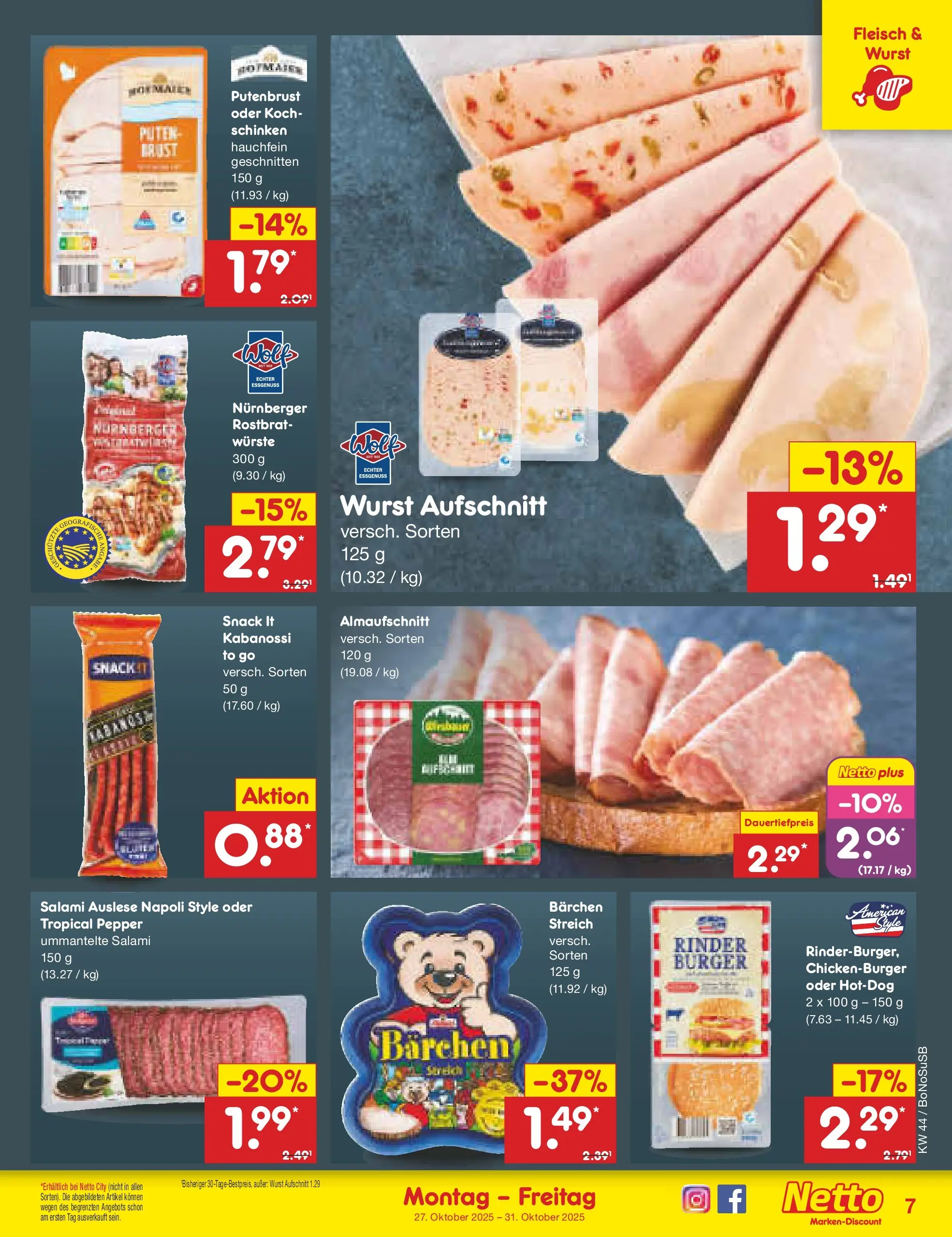 Netto Marken-Discount prospekt Stadtlohn	 (ab 27.10.2025) » Angebote | Seite: 9 | Produkte: Wurst, Salami, Schinken, Fleisch