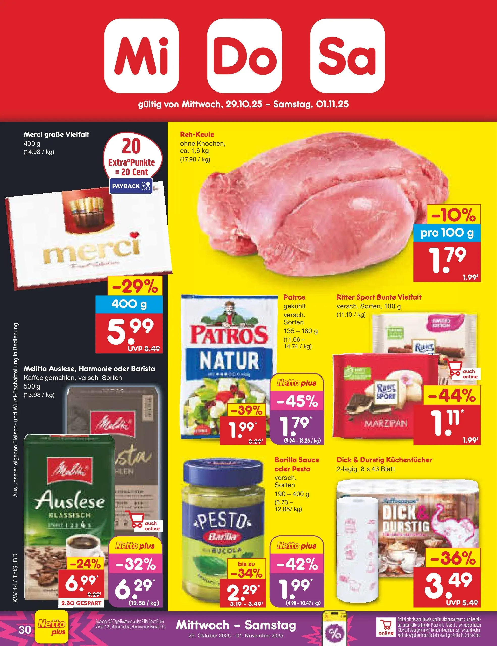 Netto Marken-Discount prospekt Thiendorf	 (ab 27.10.2025) » Angebote | Seite: 34 | Produkte: Merci, Barilla, Kaffee, Fleisch Netto Marken-Discount prospekt Thiendorf	 (ab 27.10.2025) » Angebote | Seite: 34 | Produkte: Merci, Barilla, Kaffee, Fleisch