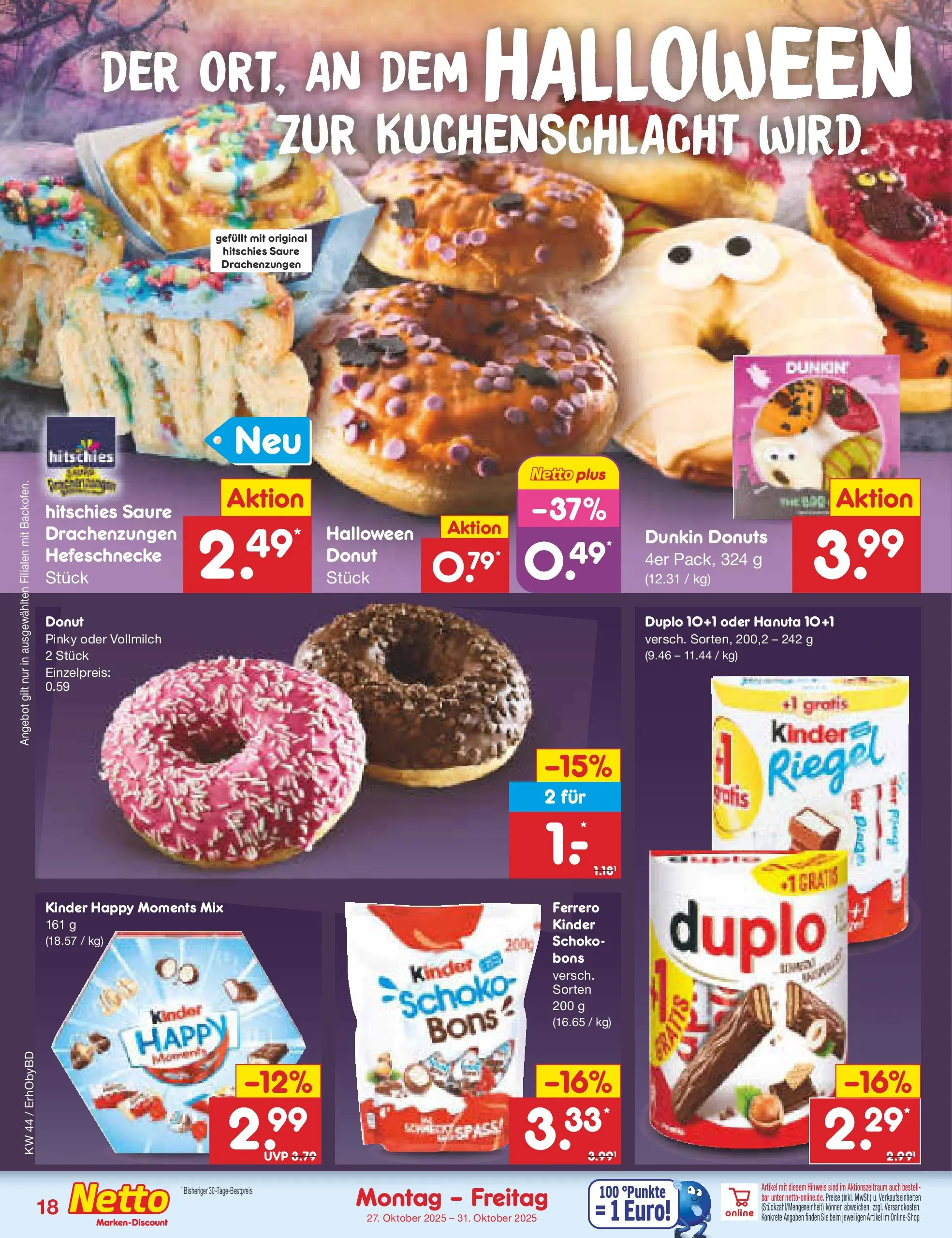 Netto Marken-Discount prospekt Velden	 (ab 27.10.2025) » Angebote | Seite: 20 | Produkte: Ferrero duplo, Donuts Netto Marken-Discount prospekt Velden	 (ab 27.10.2025) » Angebote | Seite: 20 | Produkte: Ferrero duplo, Donuts