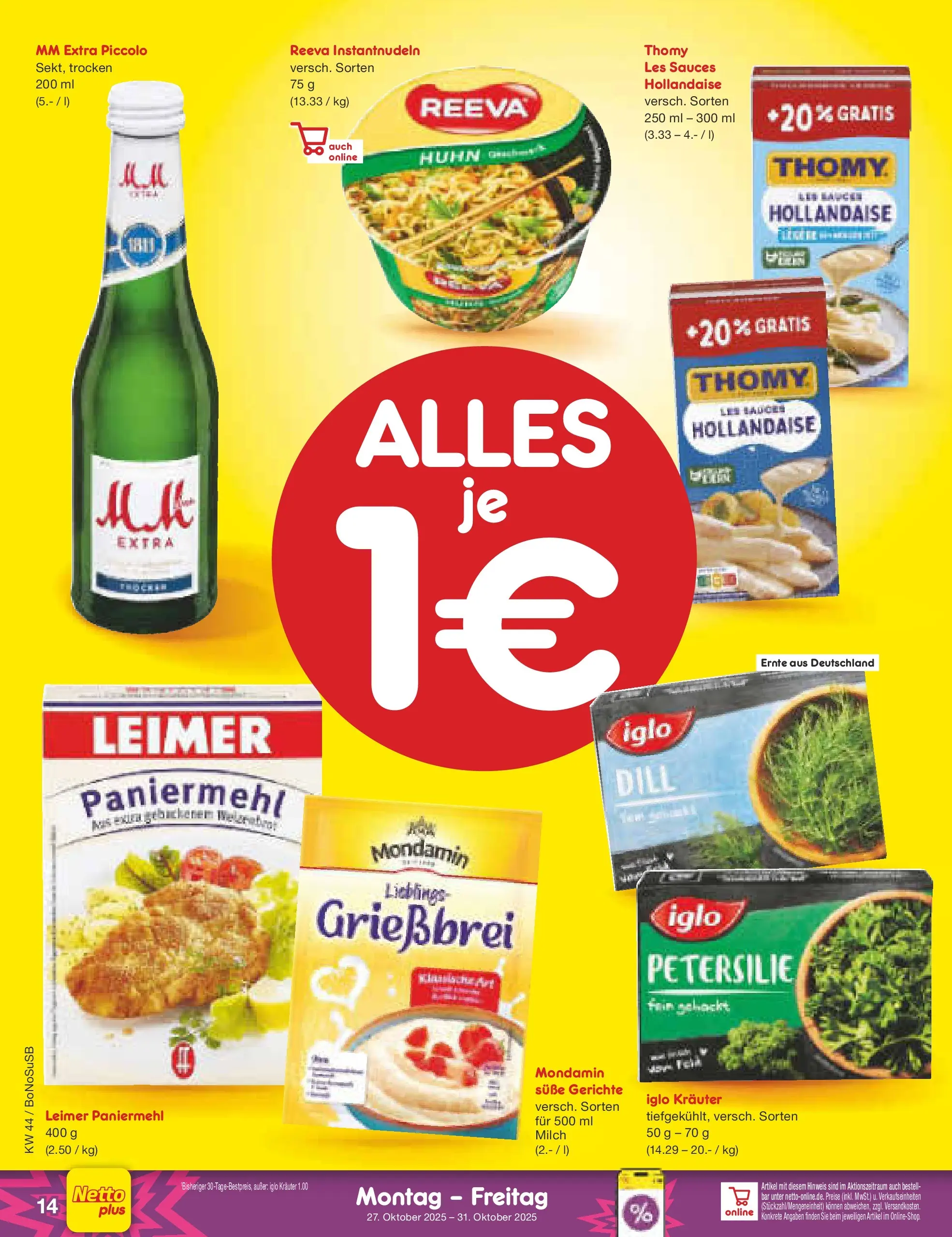 Netto Marken-Discount prospekt Stadtlohn	 (ab 27.10.2025) » Angebote | Seite: 16 | Produkte: Milch, Iglo, Petersilie, Dill