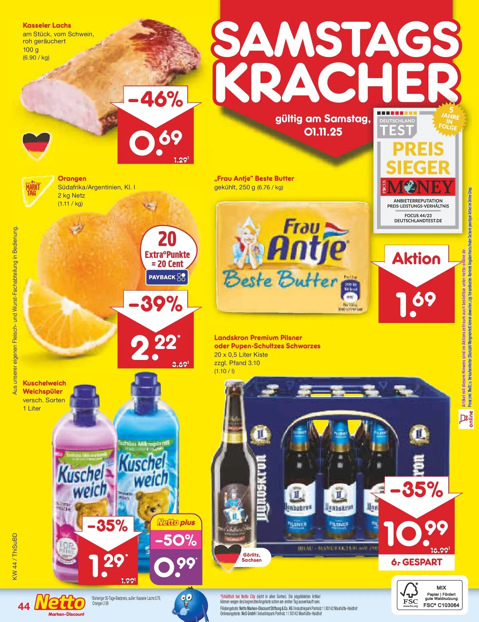 Netto Marken-Discount prospekt Thiendorf	 (ab 27.10.2025) » Angebote | Seite: 48 | Produkte: Butter, Orangen, Weichspüler, Fleisch Netto Marken-Discount prospekt Thiendorf	 (ab 27.10.2025) » Angebote | Seite: 48 | Produkte: Butter, Orangen, Weichspüler, Fleisch