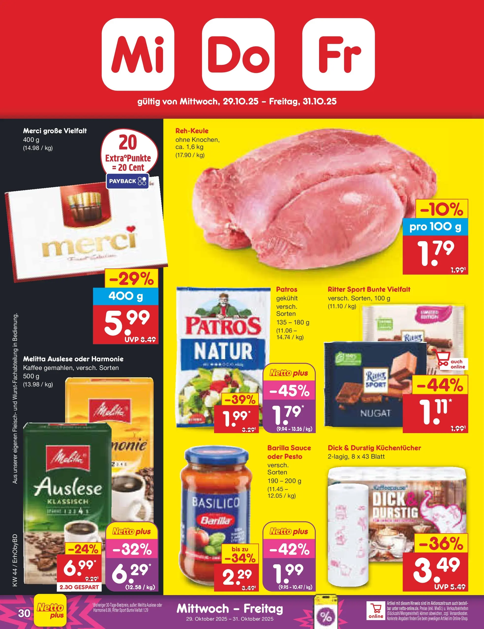 Netto Marken-Discount prospekt Velden	 (ab 27.10.2025) » Angebote | Seite: 34 | Produkte: Barilla, Ritter sport, Patros, Fleisch Netto Marken-Discount prospekt Velden	 (ab 27.10.2025) » Angebote | Seite: 34 | Produkte: Barilla, Ritter sport, Patros, Fleisch
