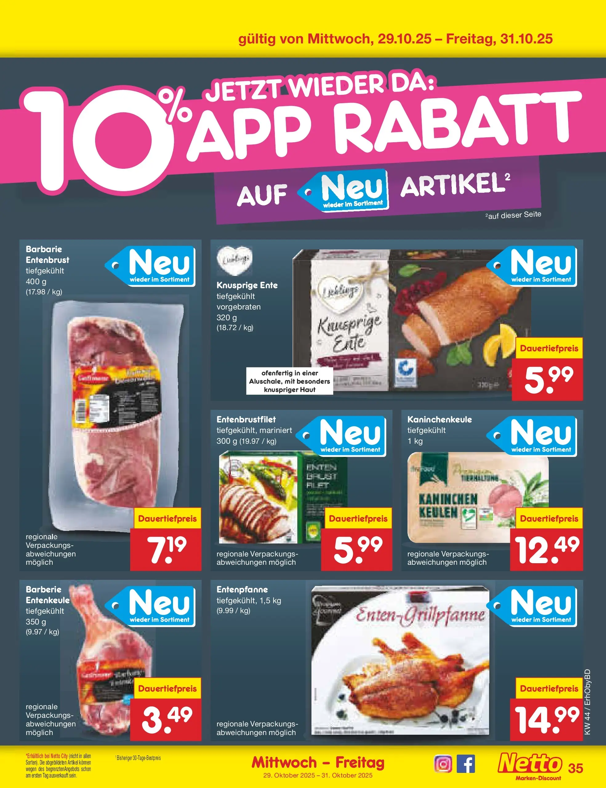 Netto Marken-Discount prospekt Velden	 (ab 27.10.2025) » Angebote | Seite: 39 | Produkte: Kaninchen, Ente Netto Marken-Discount prospekt Velden	 (ab 27.10.2025) » Angebote | Seite: 39 | Produkte: Kaninchen, Ente