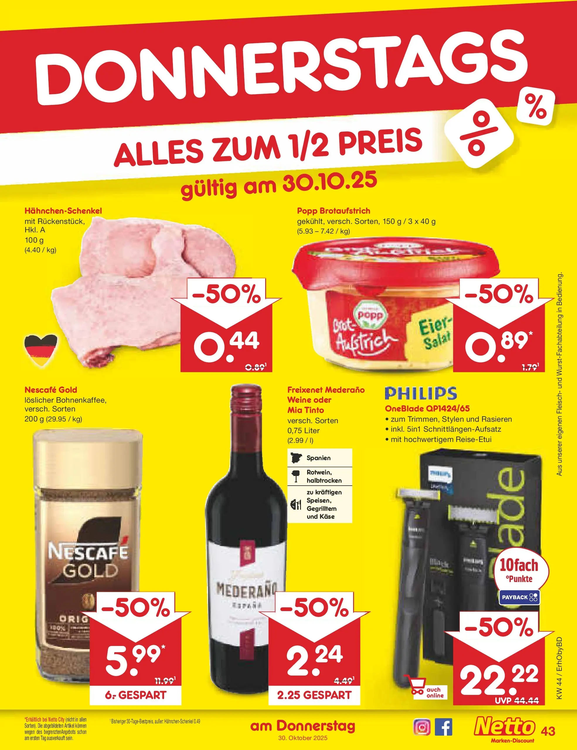Netto Marken-Discount prospekt Velden	 (ab 27.10.2025) » Angebote | Seite: 47 | Produkte: Nescafe, Eier, Brot, Nescafe gold Netto Marken-Discount prospekt Velden	 (ab 27.10.2025) » Angebote | Seite: 47 | Produkte: Nescafe, Eier, Brot, Nescafe gold