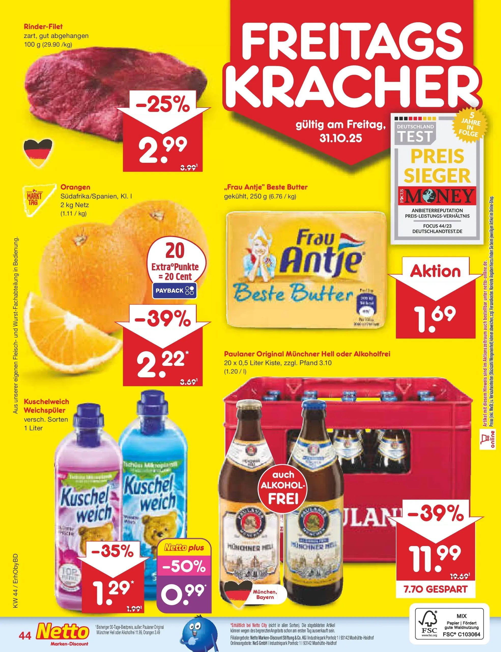 Netto Marken-Discount prospekt Velden	 (ab 27.10.2025) » Angebote | Seite: 48 | Produkte: Butter, Kuschelweich, Orangen, Fleisch Netto Marken-Discount prospekt Velden	 (ab 27.10.2025) » Angebote | Seite: 48 | Produkte: Butter, Kuschelweich, Orangen, Fleisch